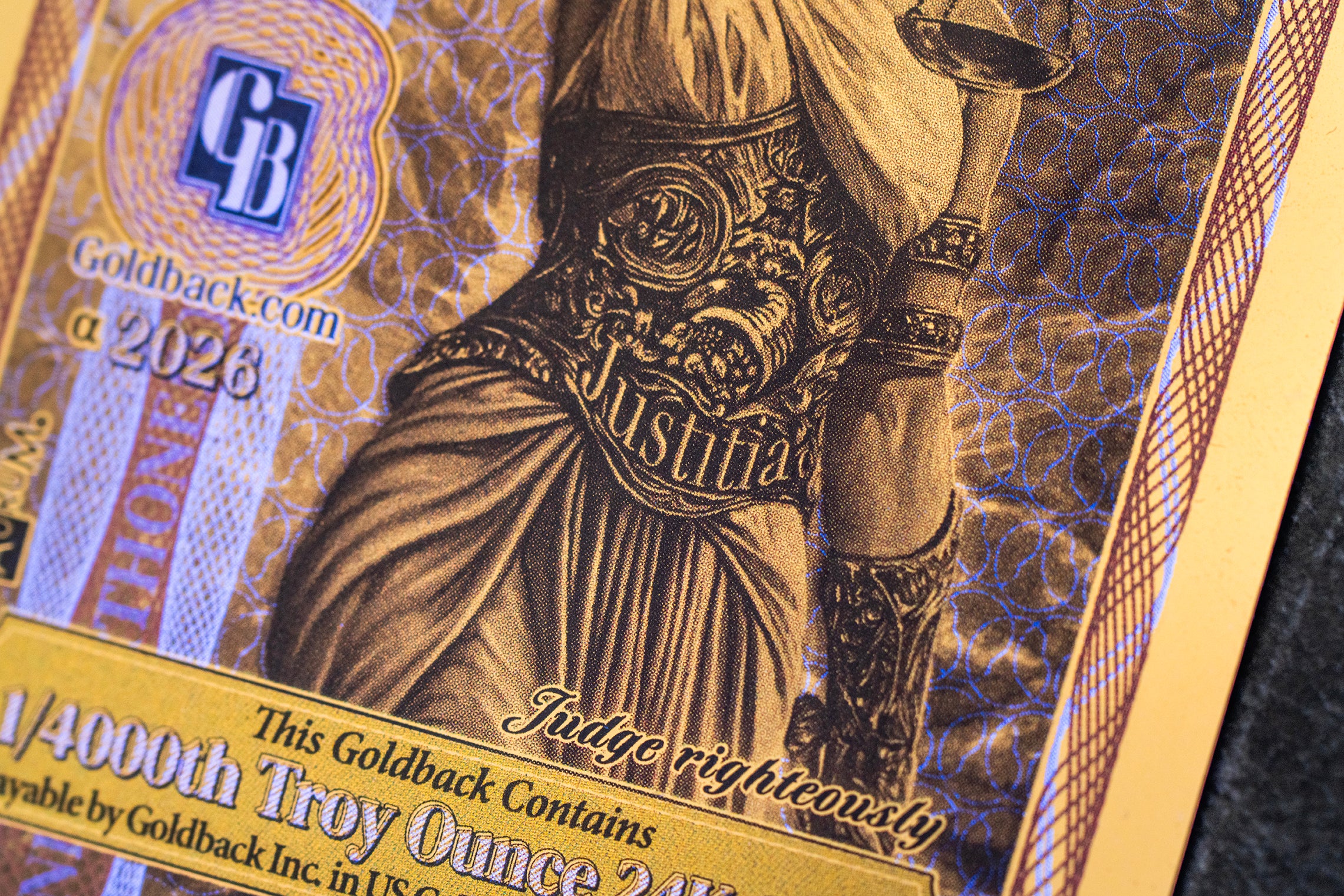Idaho 1/4 Goldback, 1/4000 troy ounce 24k gold