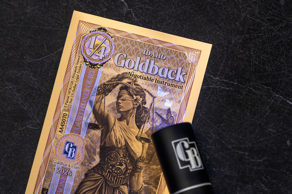 Idaho 1/4 Goldback, 1/4000 troy ounce 24k gold