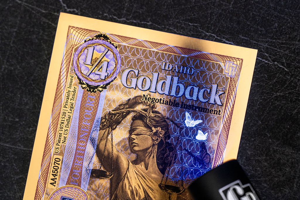 Idaho 1/4 Goldback, 1/4000 troy ounce 24k gold