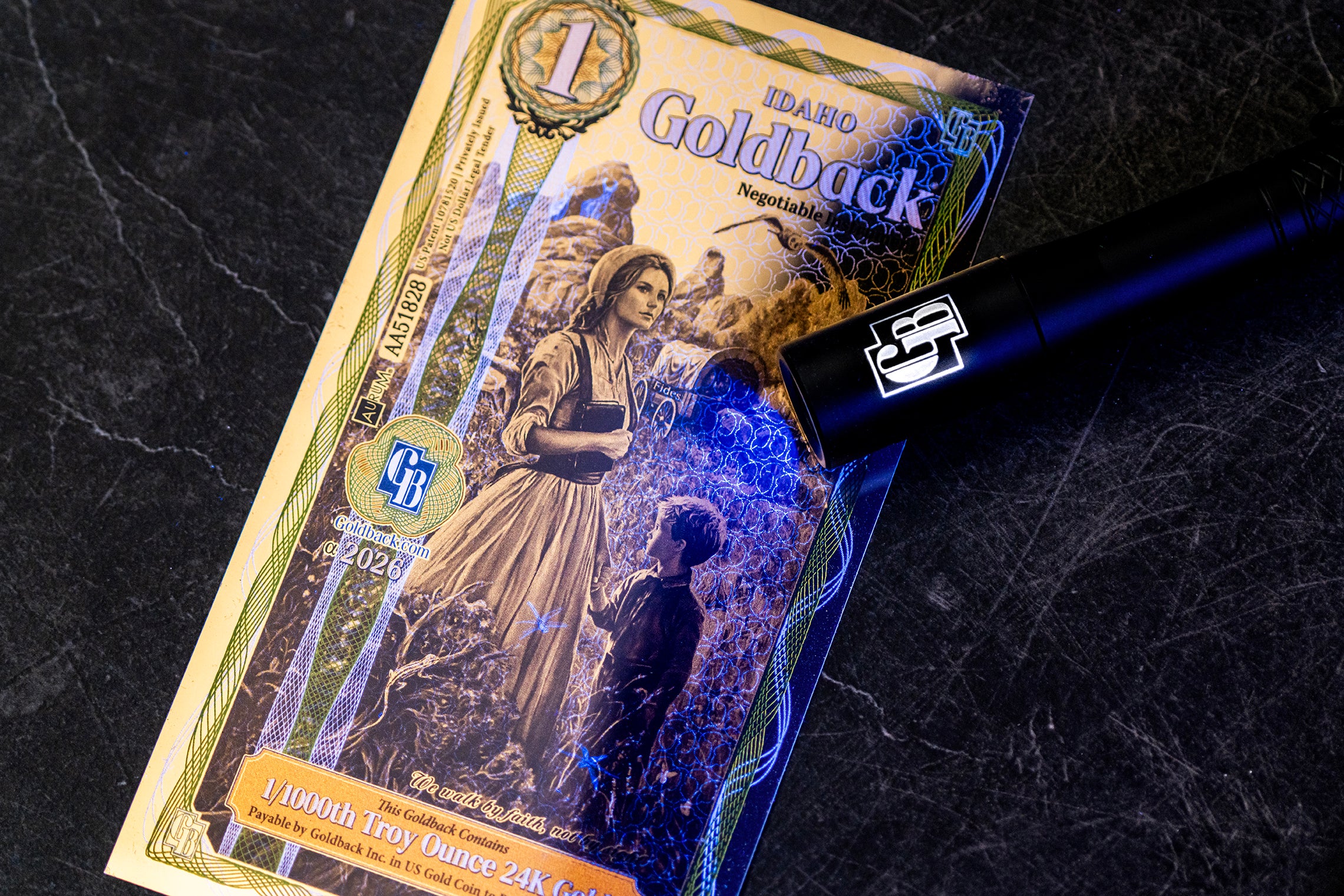 Idaho 1 Goldback, 1/1000 troy ounce 24k gold