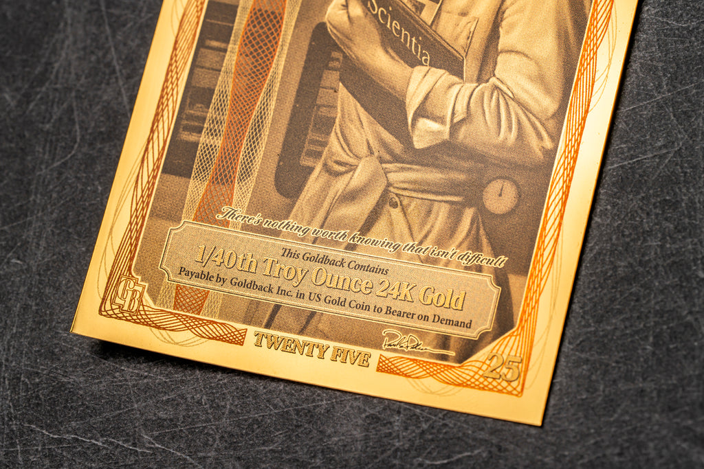 Idaho 25 Goldback, 1/40 troy ounce 24k gold