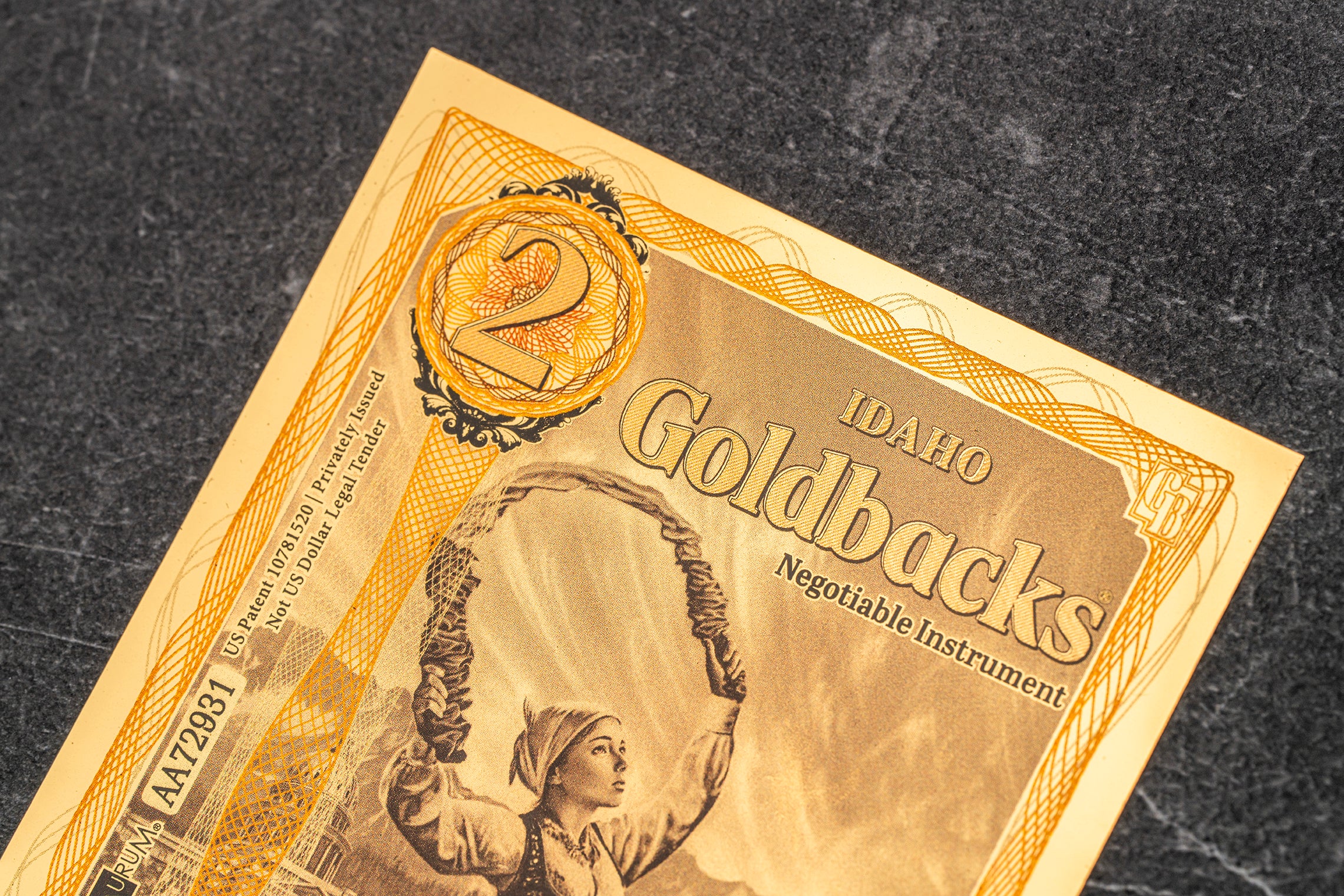 Idaho 2 Goldback, 1/500 troy ounce 24k gold