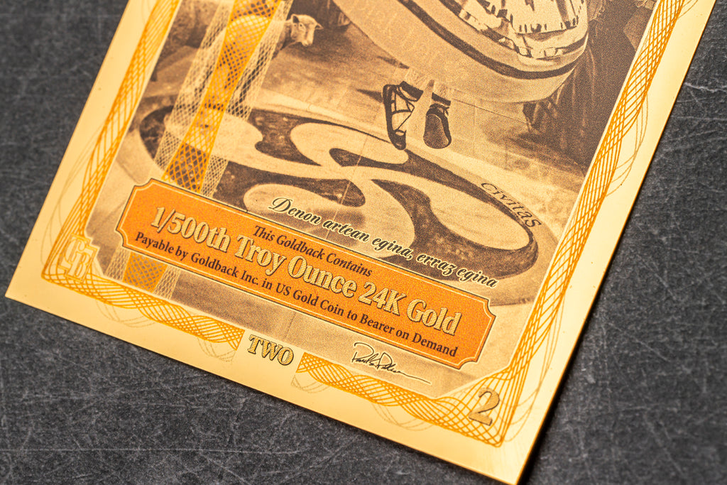 Idaho 2 Goldback, 1/500 troy ounce 24k gold
