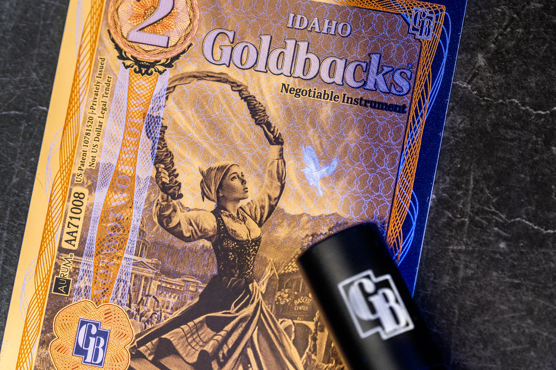 Idaho 2 Goldback, 1/500 troy ounce 24k gold