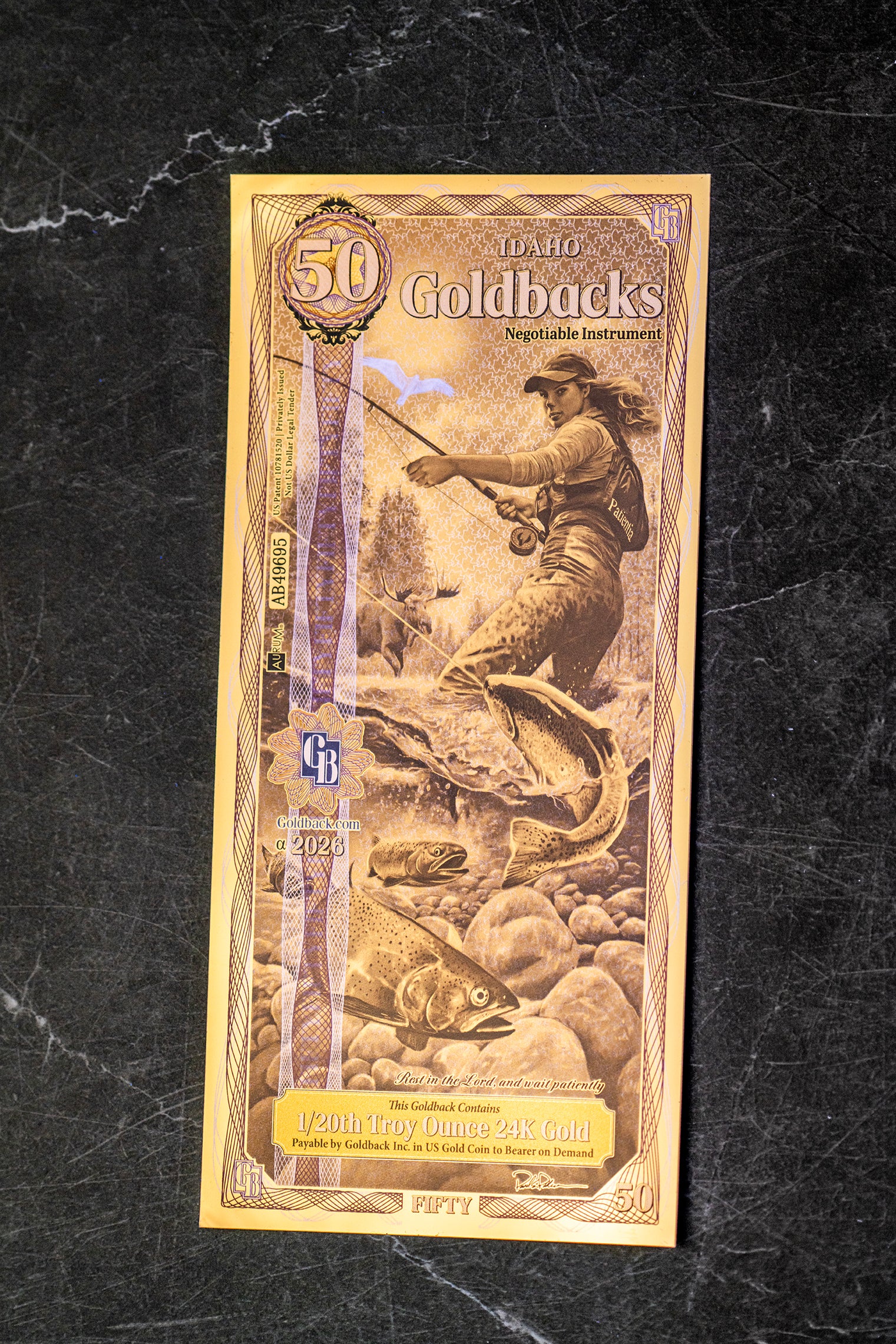 Idaho 50 Goldback, 1/20 troy ounce 24k gold