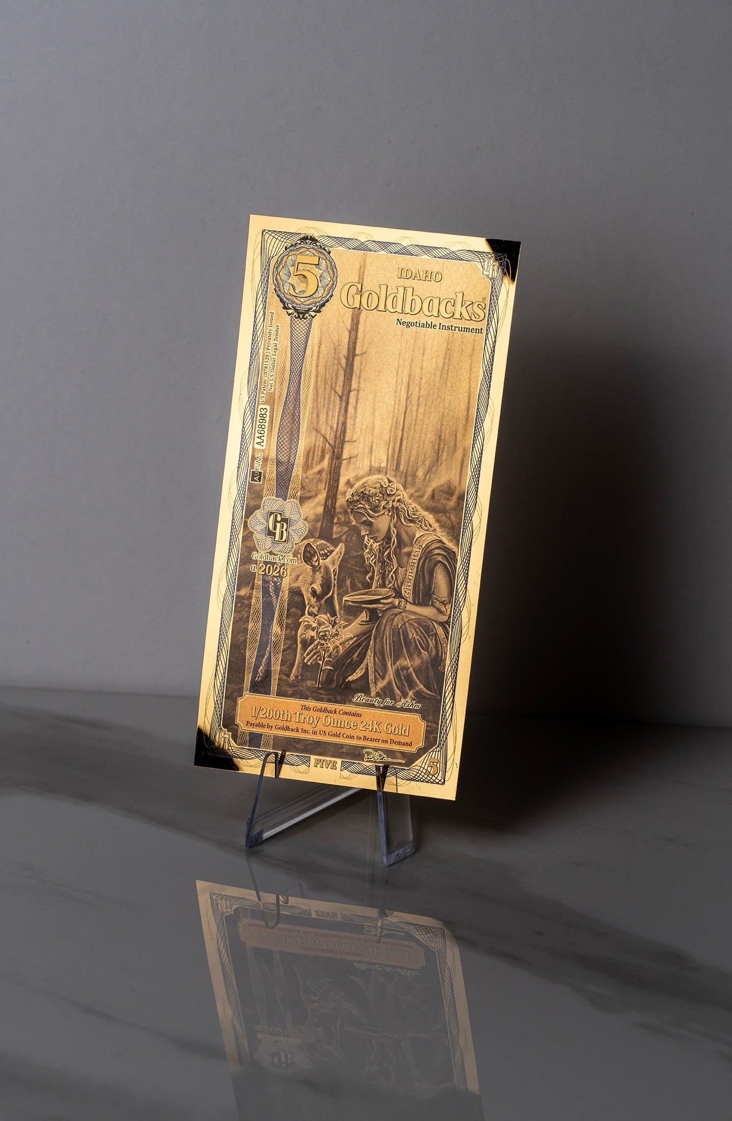 Idaho 5 Goldback, 1/200 troy ounce 24k gold