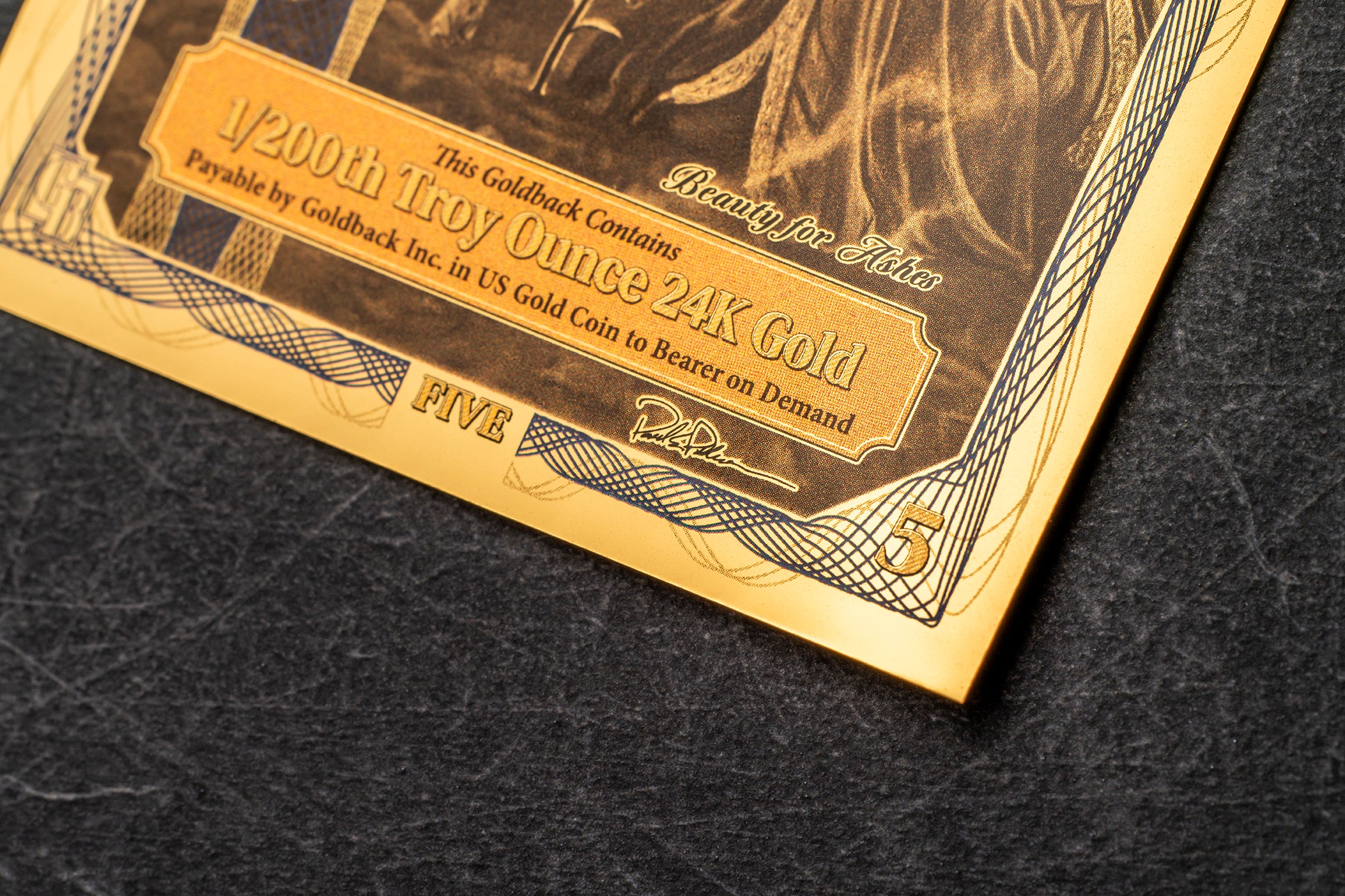 Idaho 5 Goldback, 1/200 troy ounce 24k gold