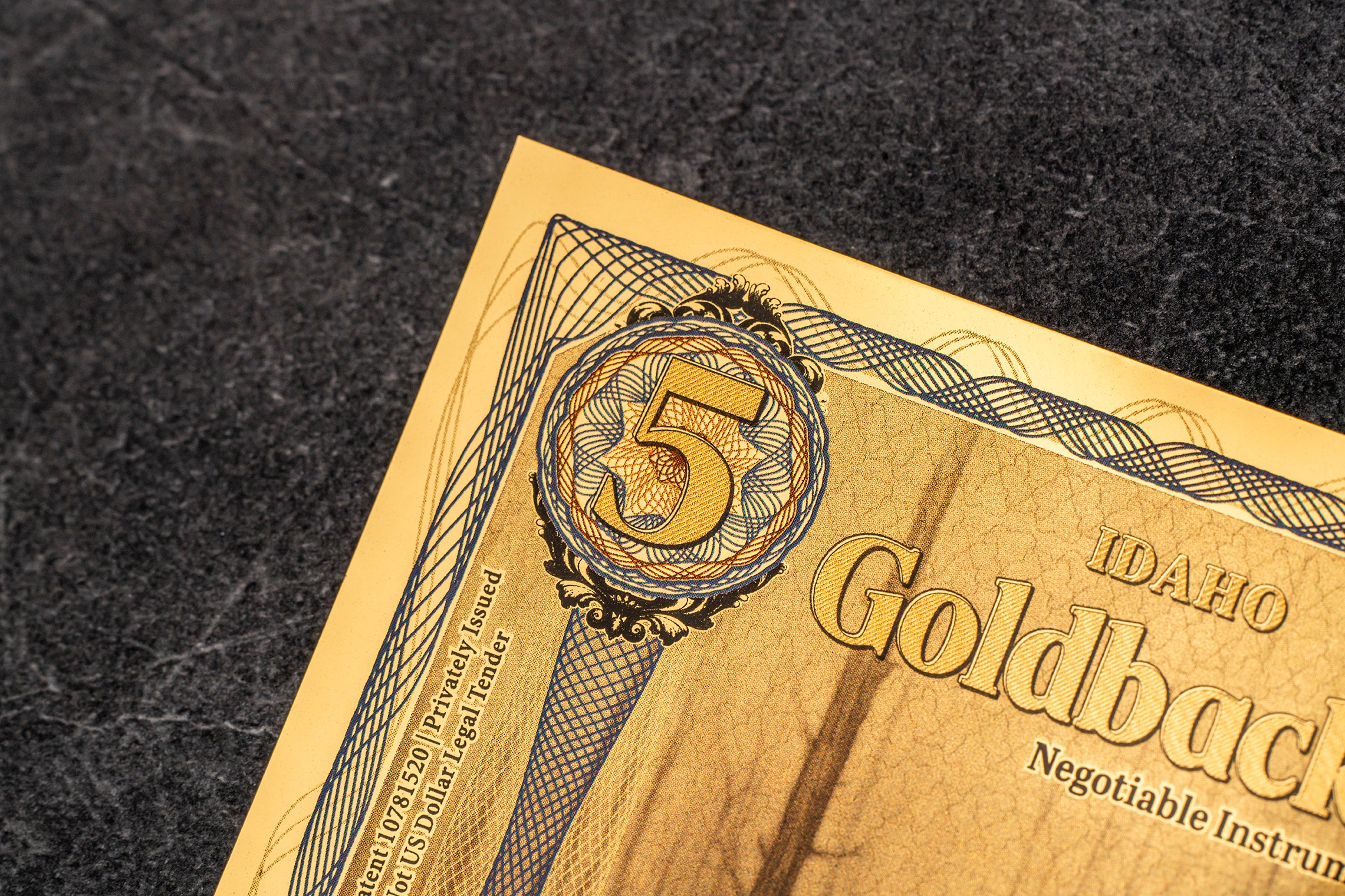 Idaho 5 Goldback, 1/200 troy ounce 24k gold