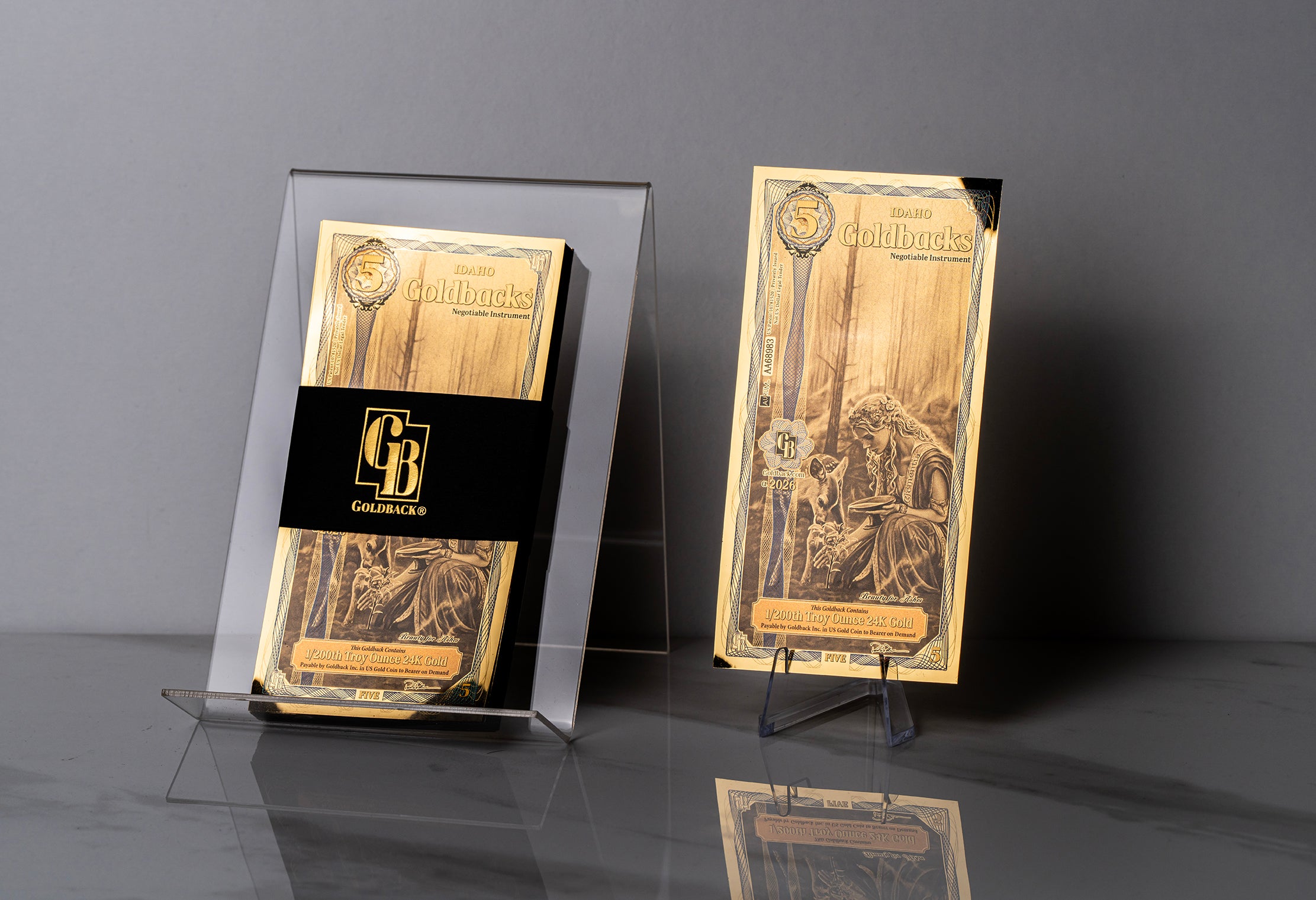 Idaho 5 Goldback, 1/200 troy ounce 24k gold