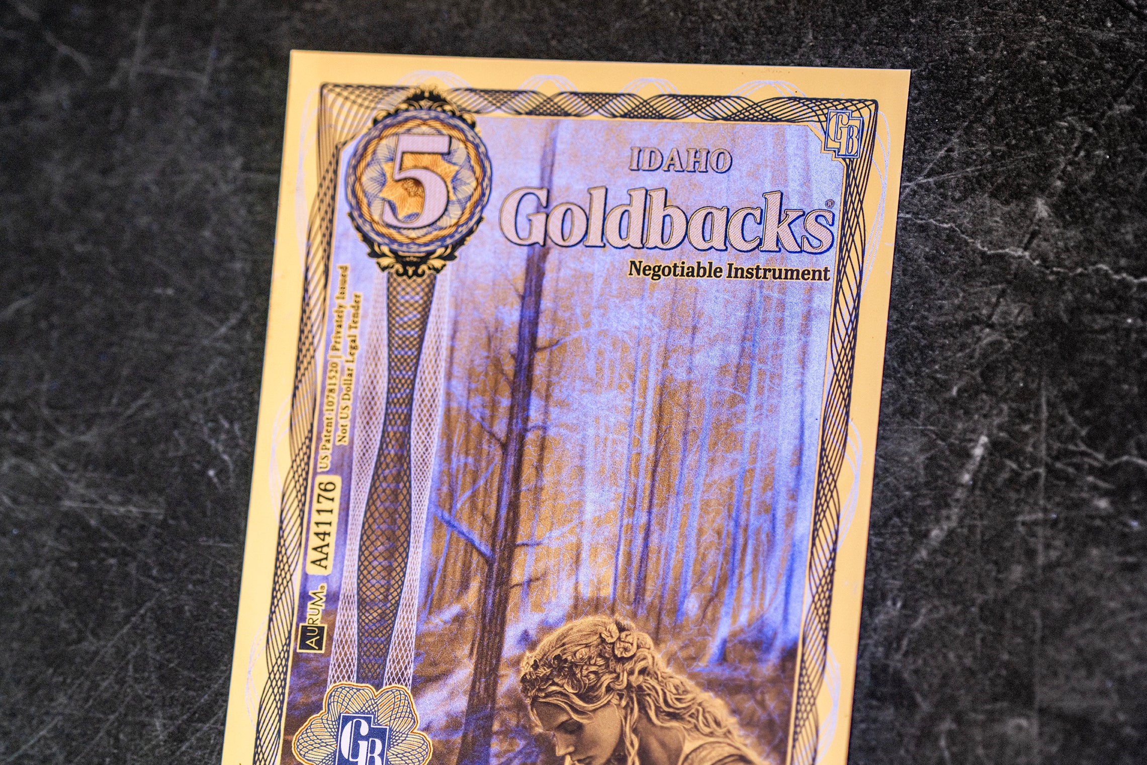 Idaho 5 Goldback, 1/200 troy ounce 24k gold