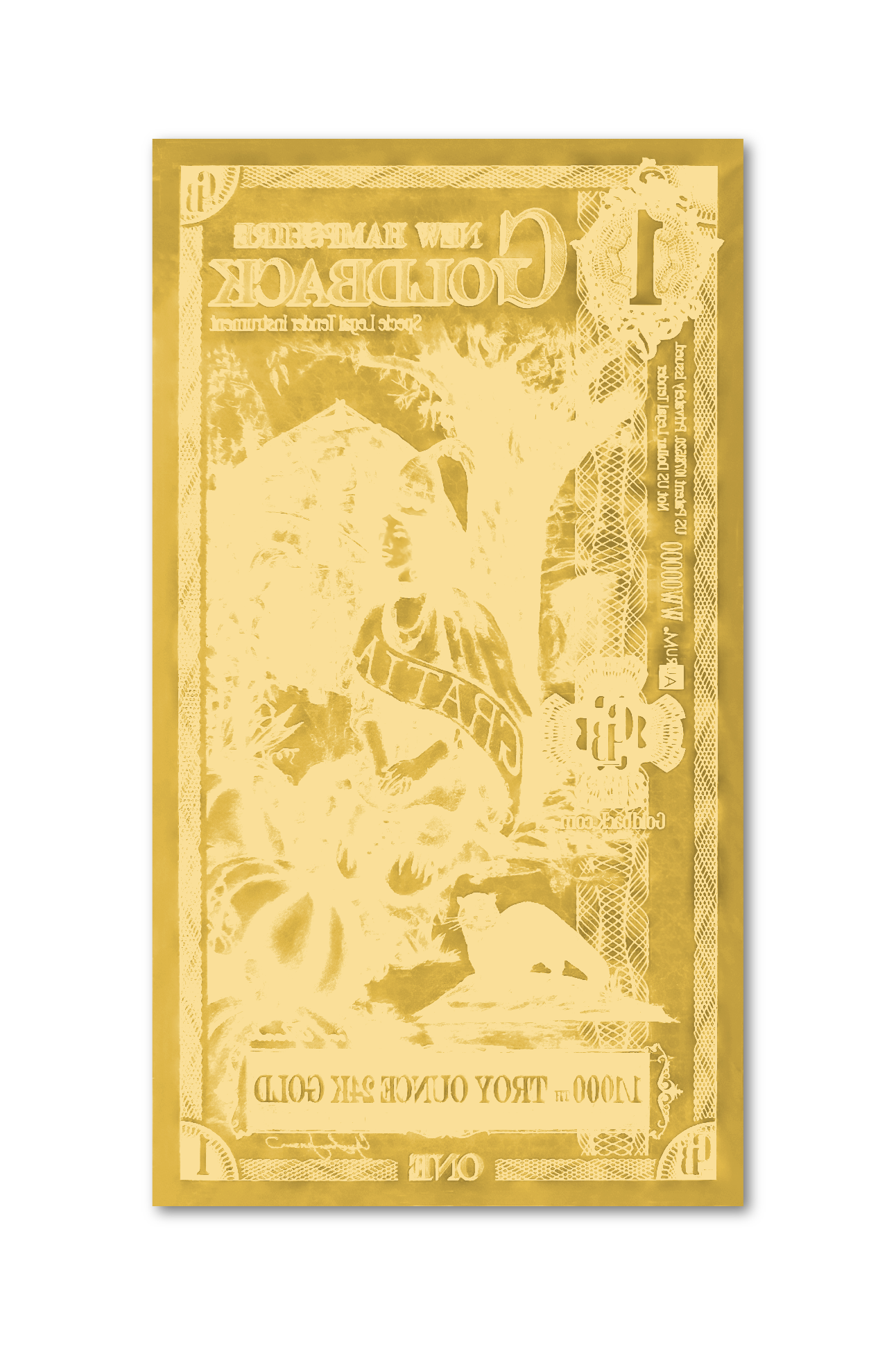 New Hampshire 1 Goldback (Classic Artwork), 1/1000 troy ounce 24k gold