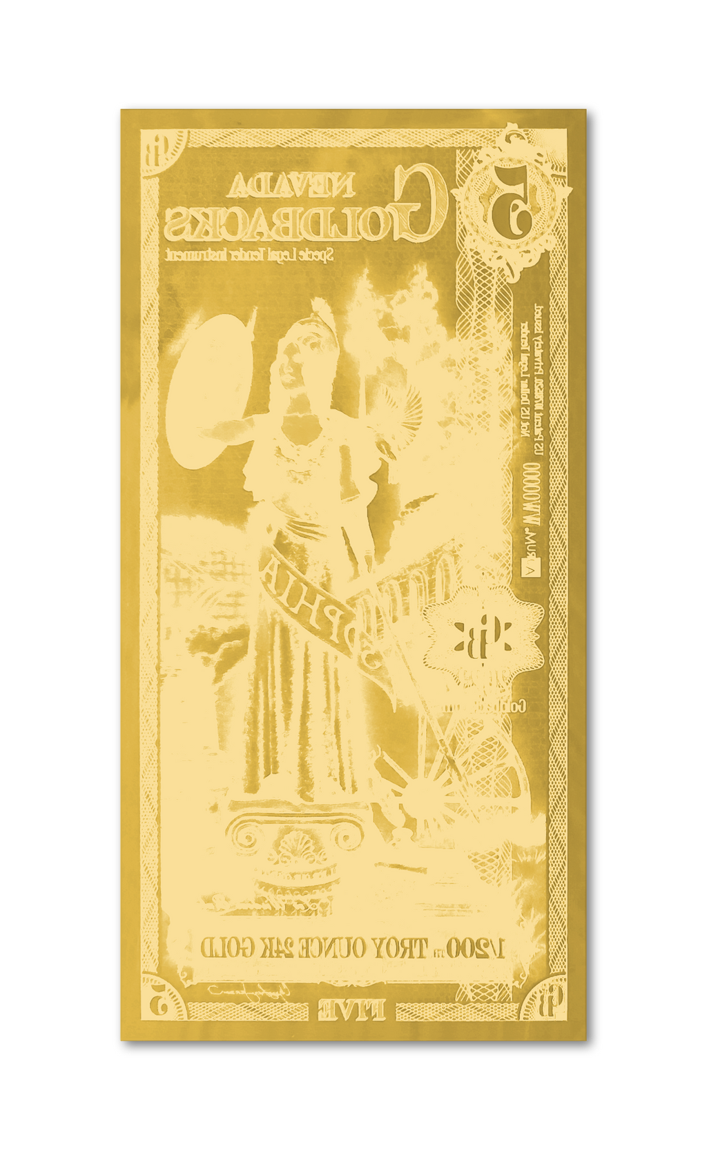 Nevada 5 Goldback (Classic Artwork), 1/200 troy ounce 24k gold