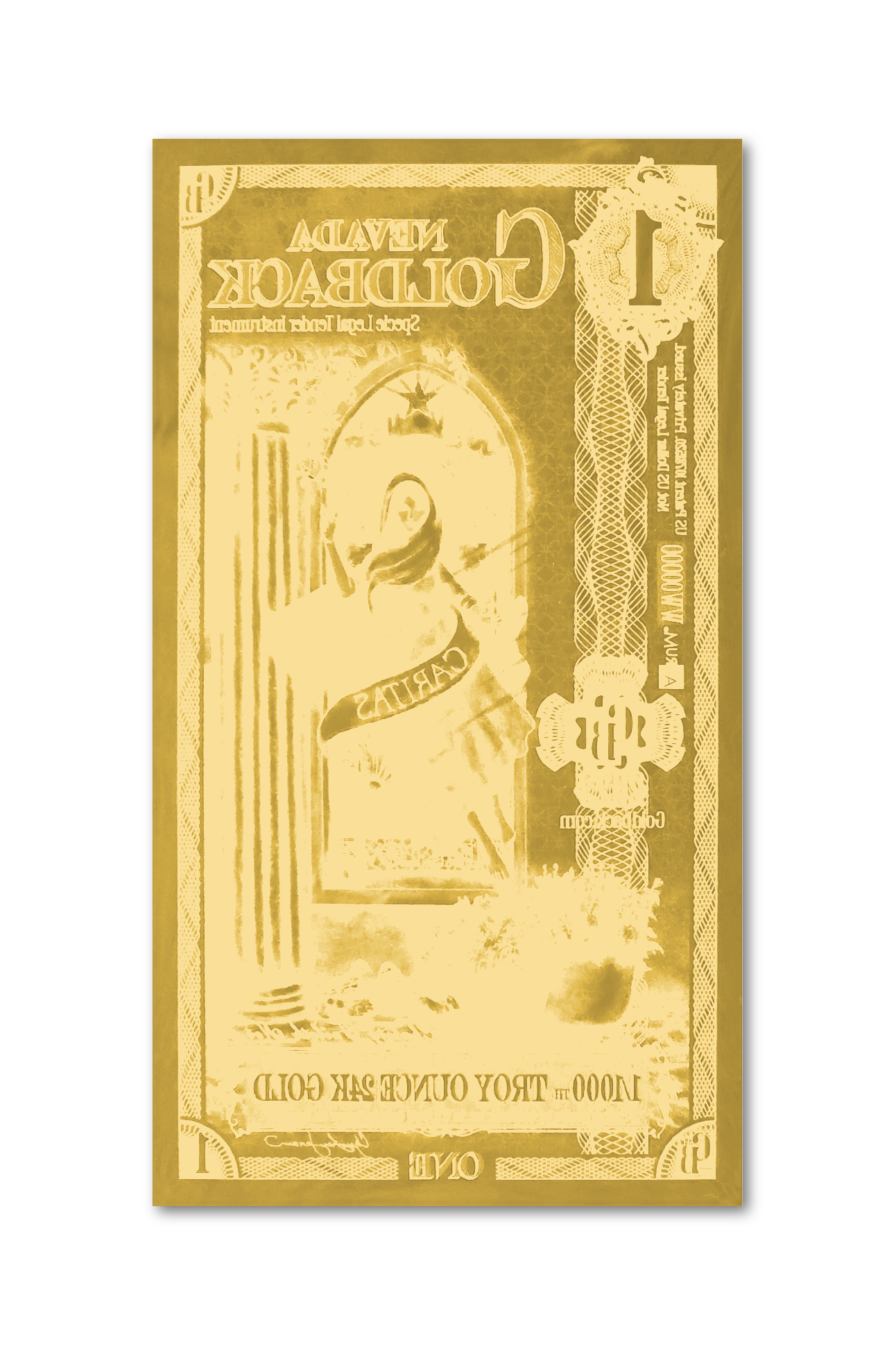 Nevada 1 Goldback (Classic Artwork), 1/1000 troy ounce 24k gold