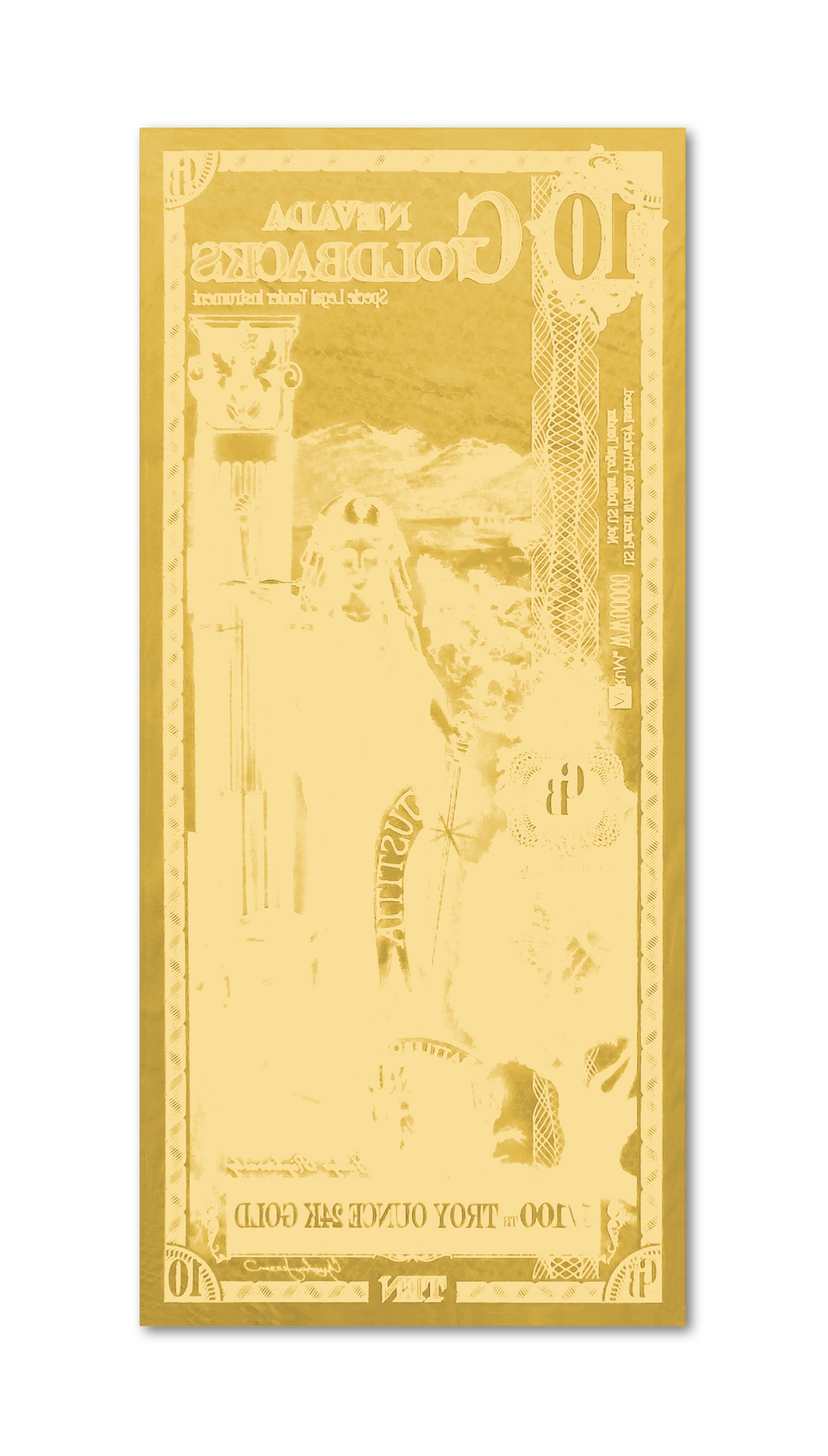 Nevada 10 Goldback (Classic Artwork), 1/100 troy ounce 24k gold