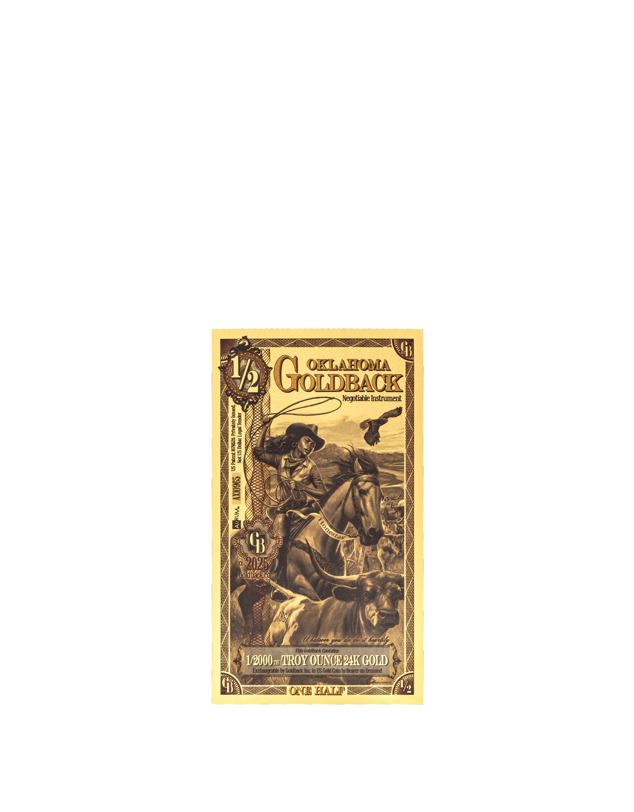 Oklahoma 1/2 Goldback — front
