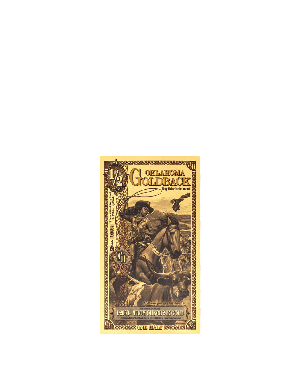 Oklahoma 1/2 Goldback (100 Pack) — front