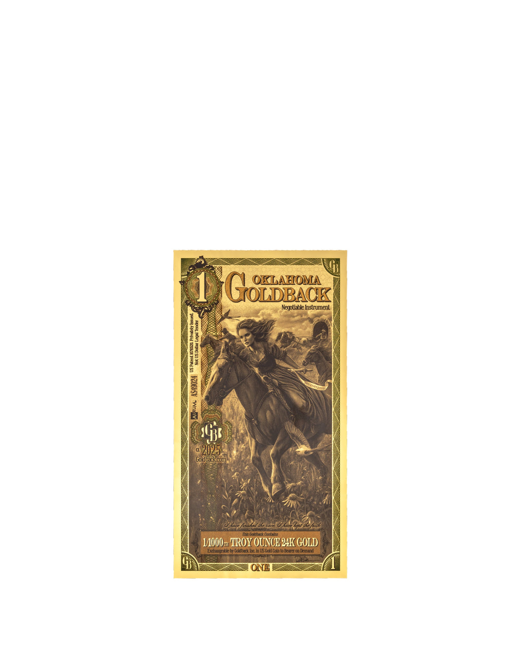 Oklahoma 1 Goldback — front