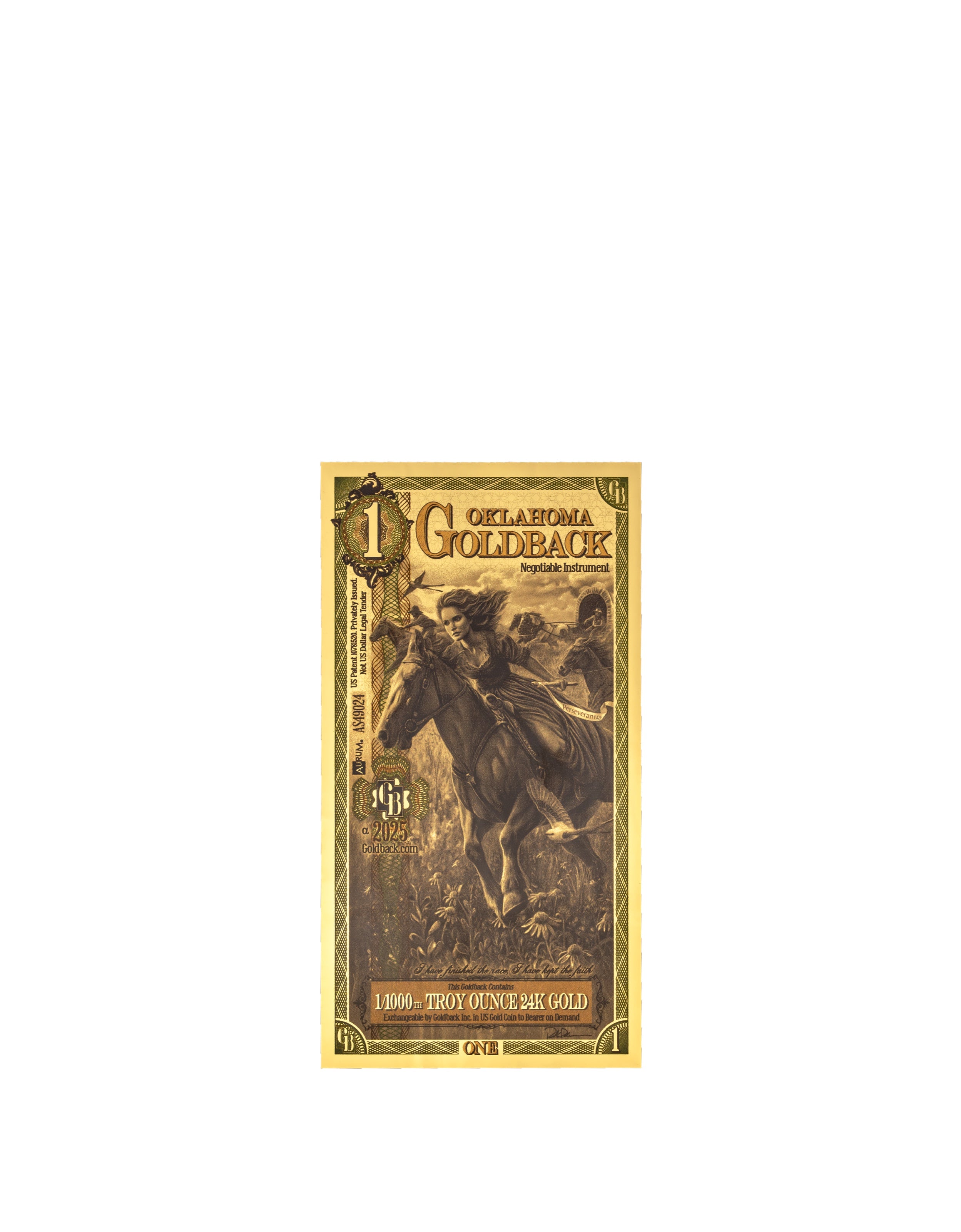 Oklahoma 1 Goldback — front