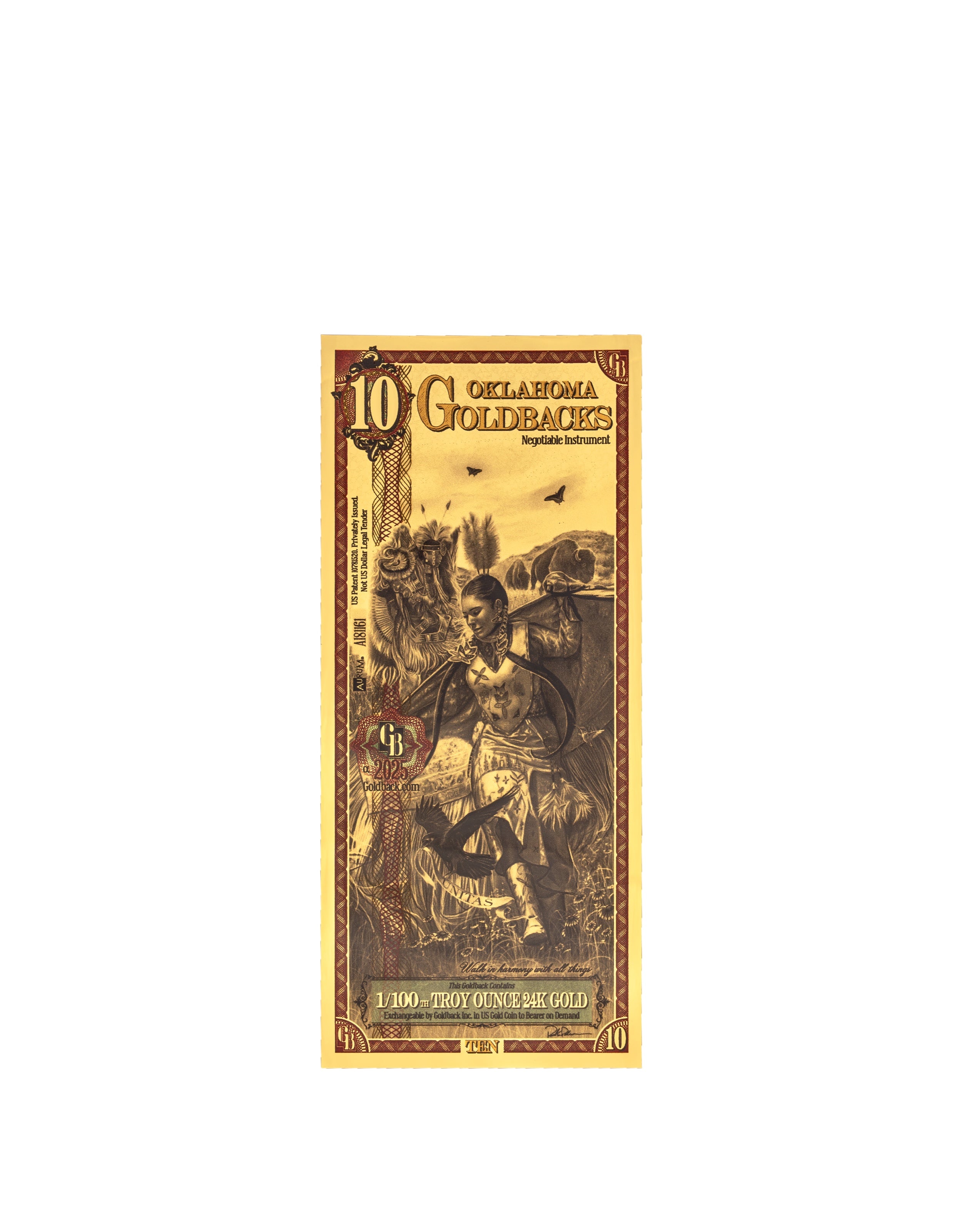 Oklahoma 10 Goldback — front