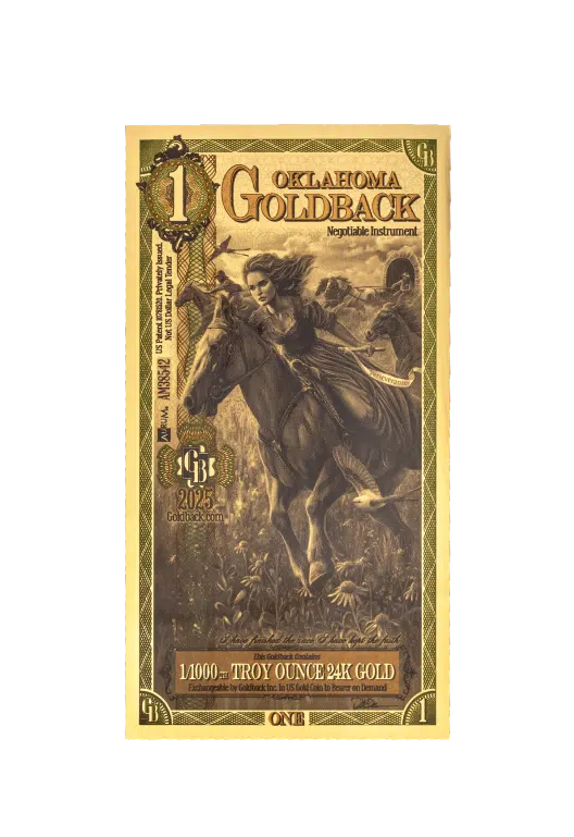 Oklahoma Goldbacks Variety Pack 1/2 ,1, 2, 5, 10 (25 Face Value)