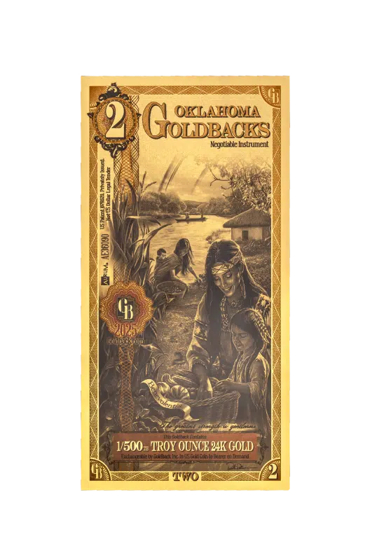 Oklahoma Goldbacks Variety Pack 1/2 ,1, 2, 5, 10 (25 Face Value)