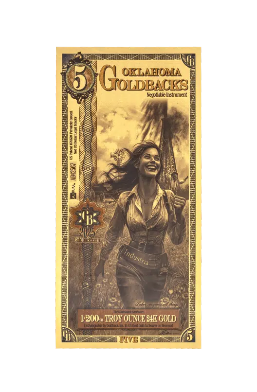 Oklahoma Goldbacks Variety Pack 1/2 ,1, 2, 5, 10 (25 Face Value)