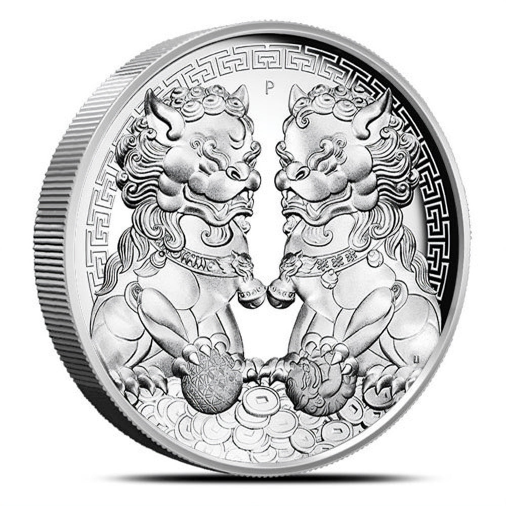 Double Pixiu 2020 2oz Silver Proof High Relief Coin obverse with Queen Elizabeth II