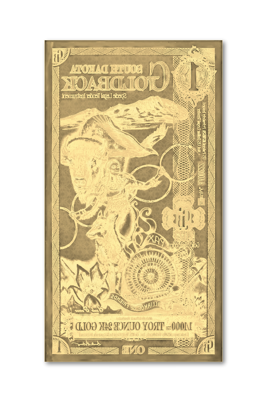 South Dakota 1 Goldback (Classic Artwork)