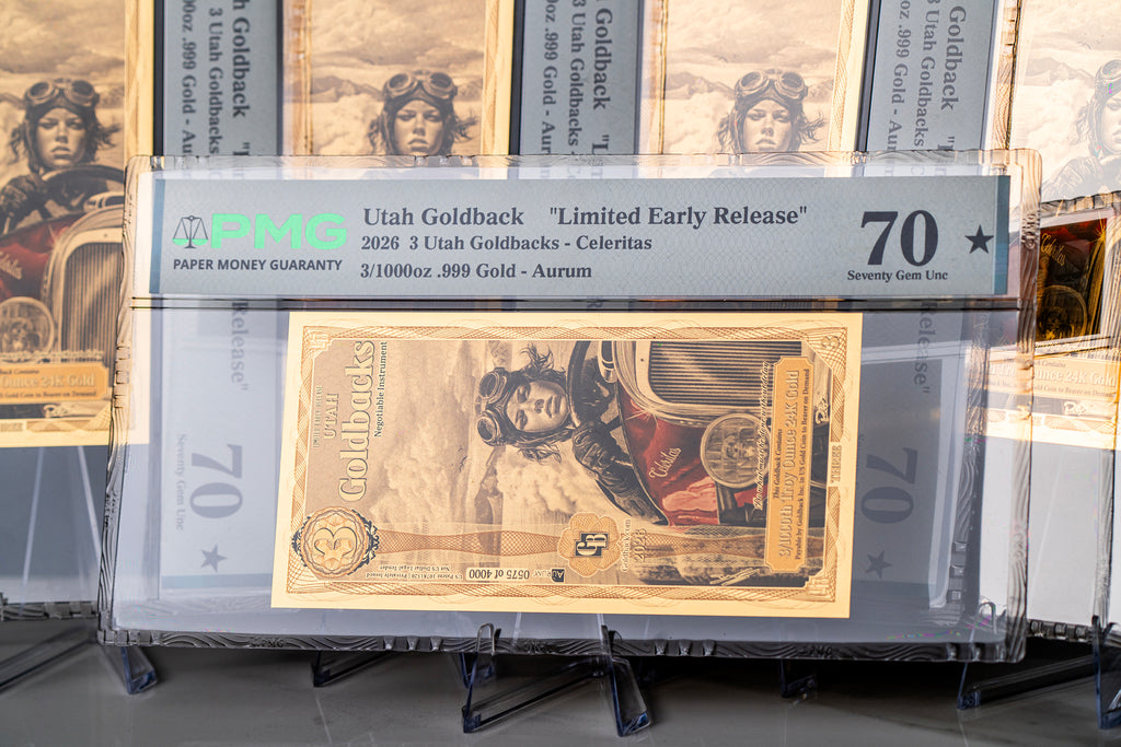 Limited Early Release (LER) Utah 3 Goldback Graded, 3/1000 troy ounce 24k gold