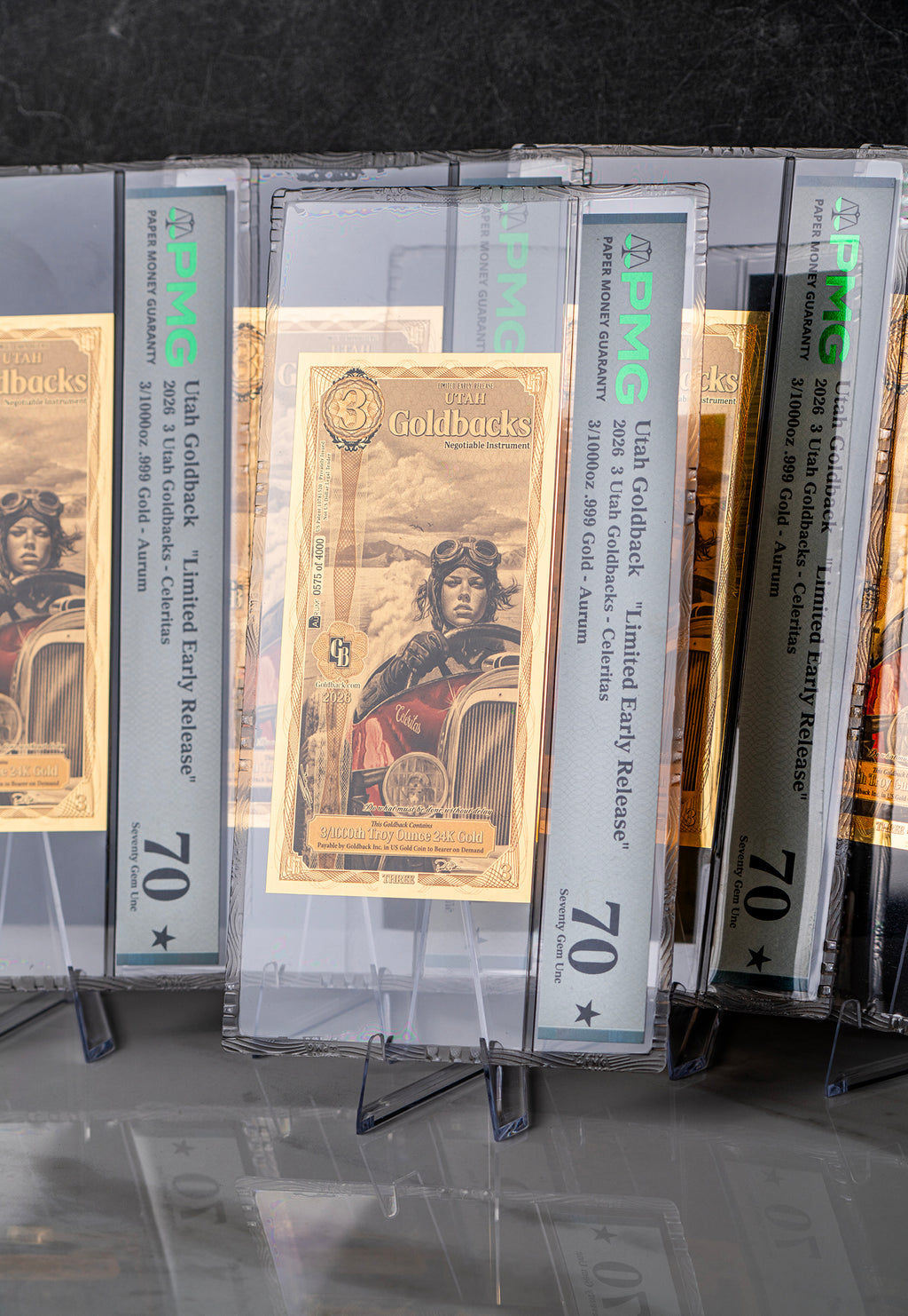 Limited Early Release (LER) Utah 3 Goldback Graded, 3/1000 troy ounce 24k gold