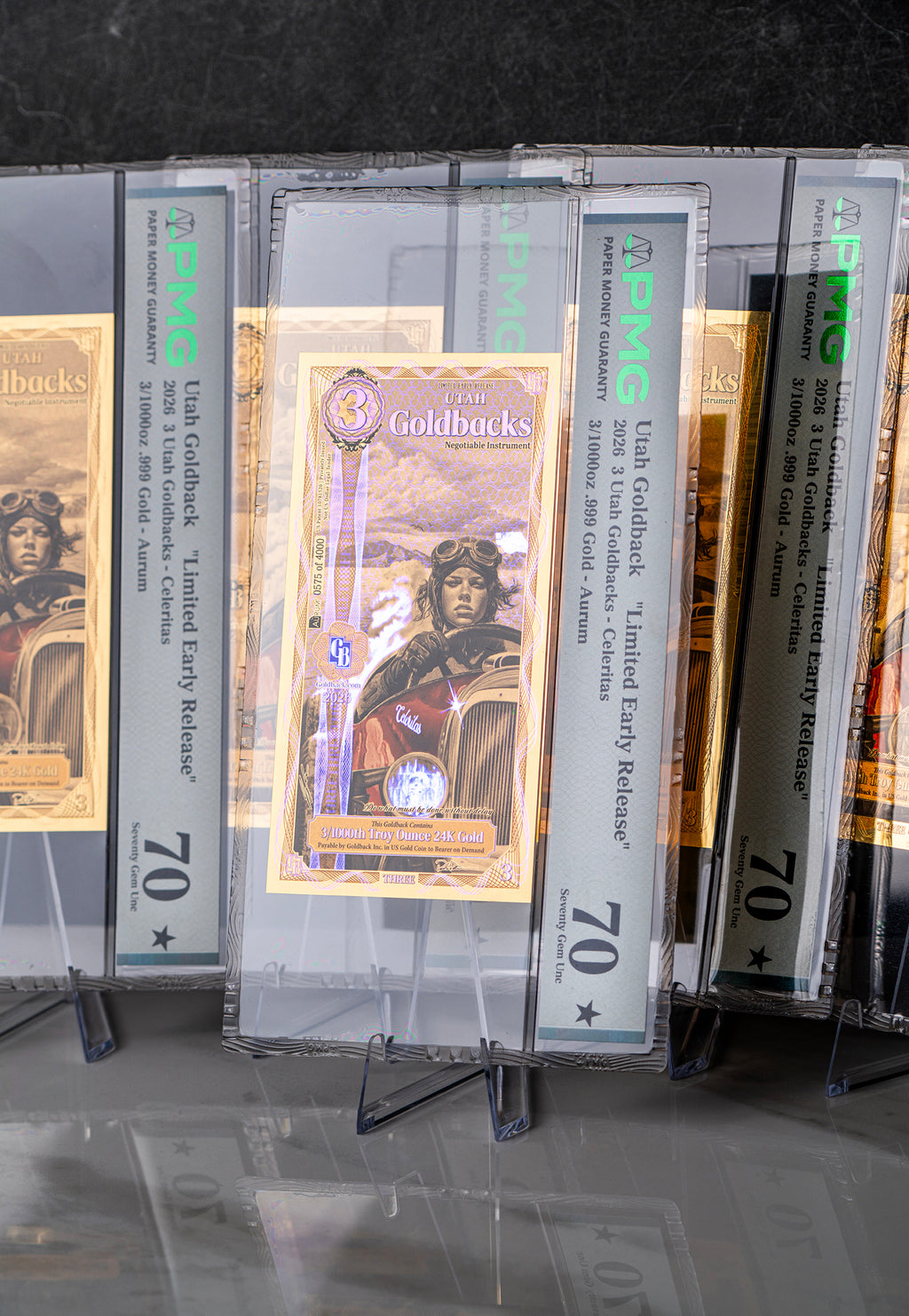 Limited Early Release (LER) Utah 3 Goldback Graded, 3/1000 troy ounce 24k gold