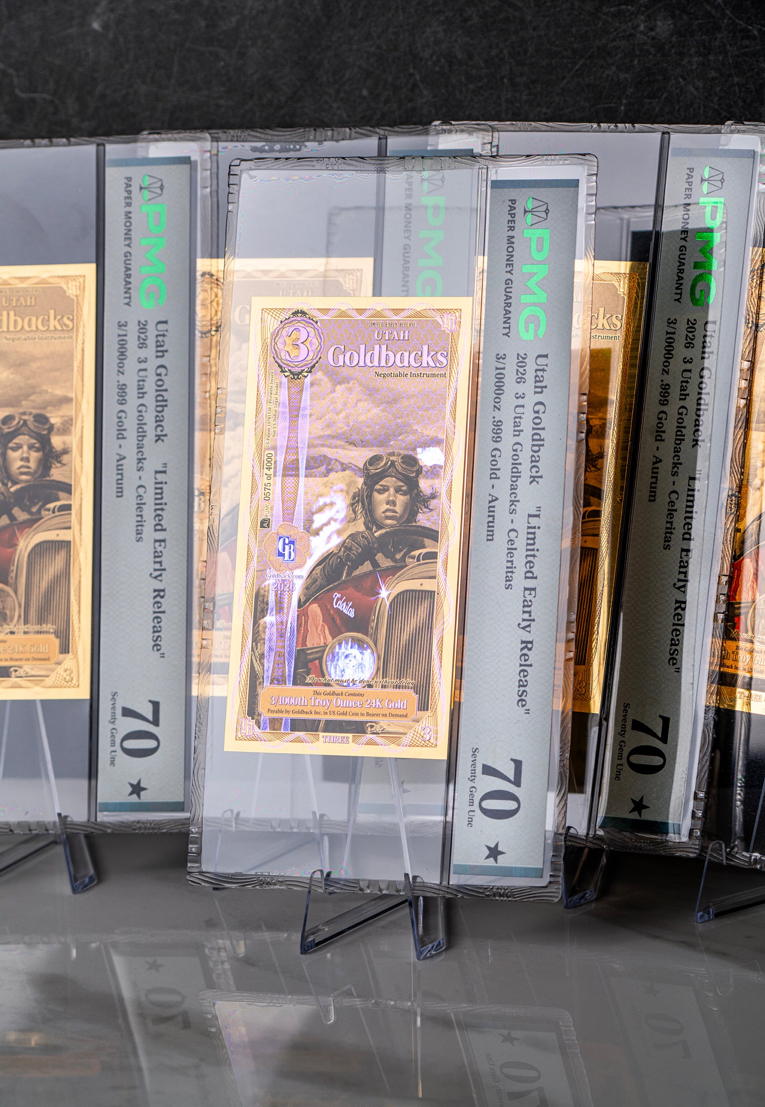 Limited Early Release (LER) Utah 3 Goldback Graded, 3/1000 troy ounce 24k gold