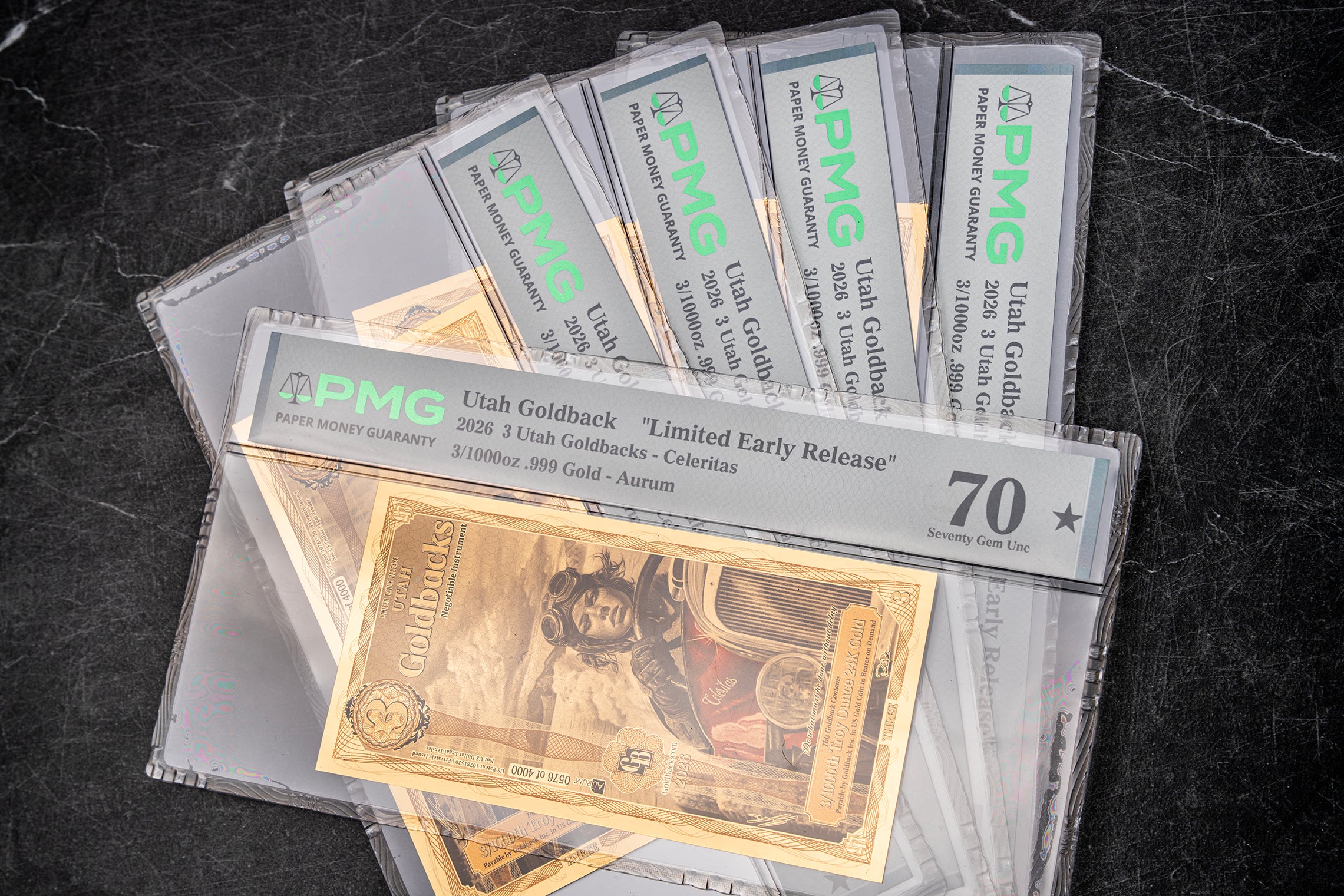 Limited Early Release (LER) Utah 3 Goldback Graded, 3/1000 troy ounce 24k gold
