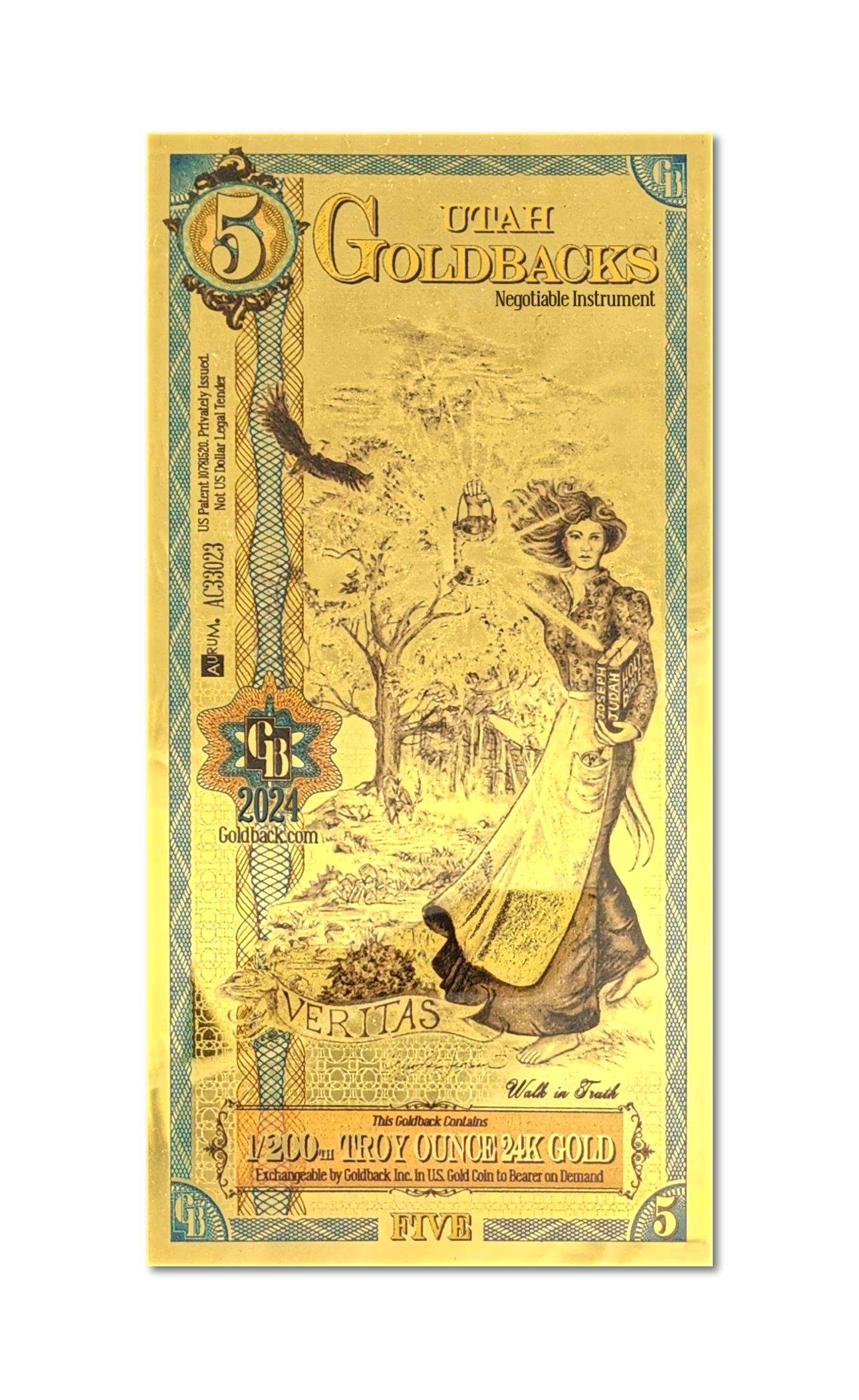 Utah 5 Goldback (Classic Artwork) — front