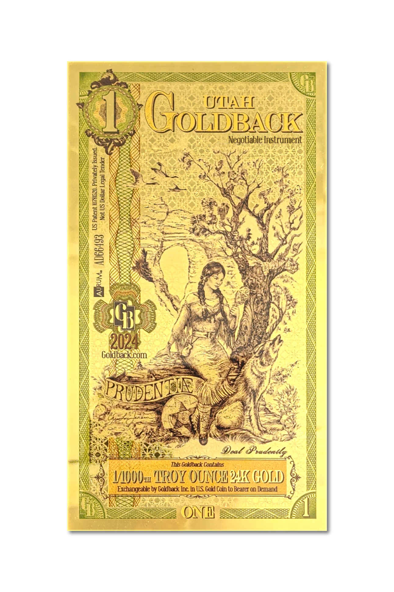 Utah 1 Goldback (Classic Artwork) — front