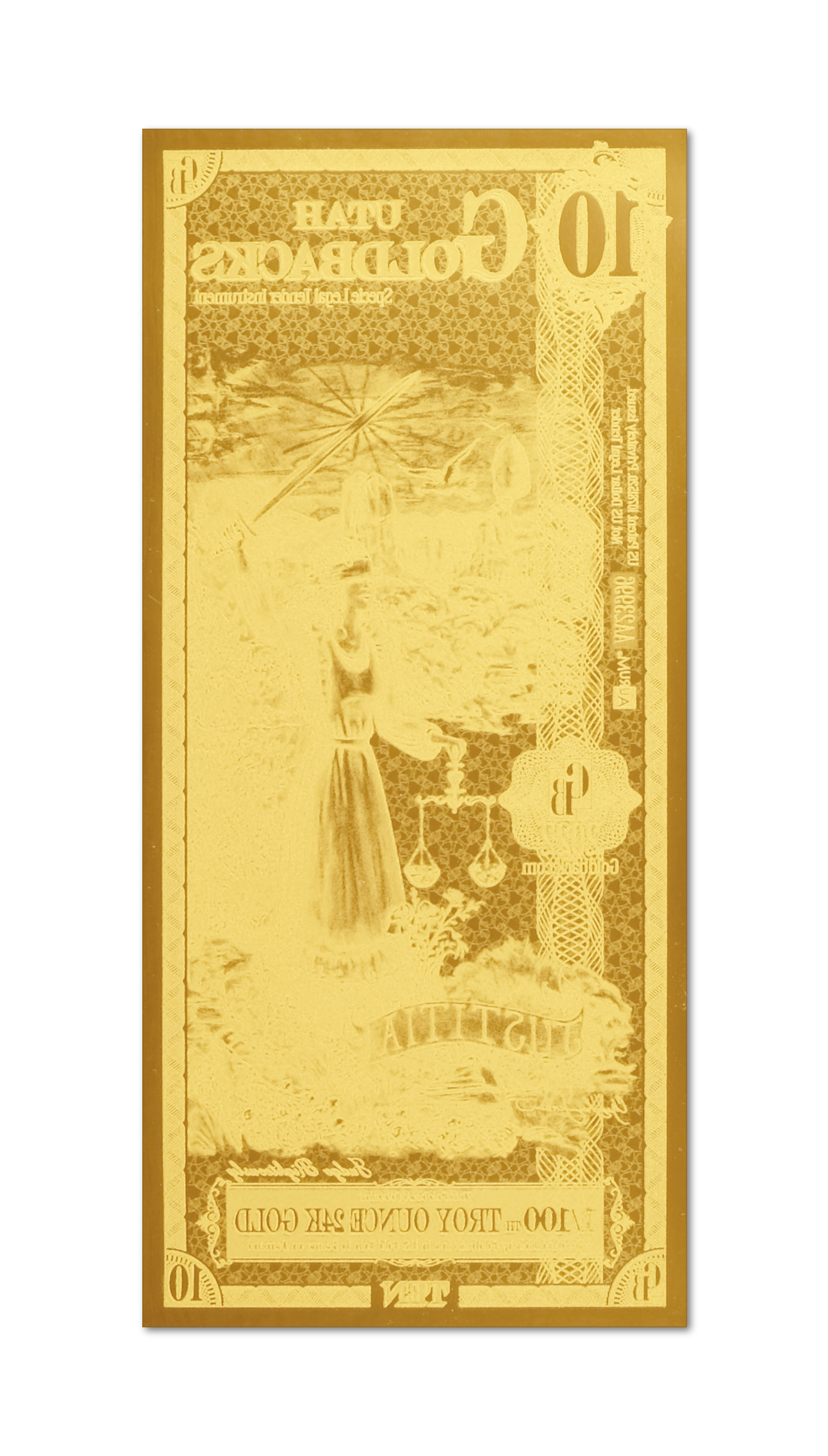 Utah 10 Goldback (Classic Artwork) — back