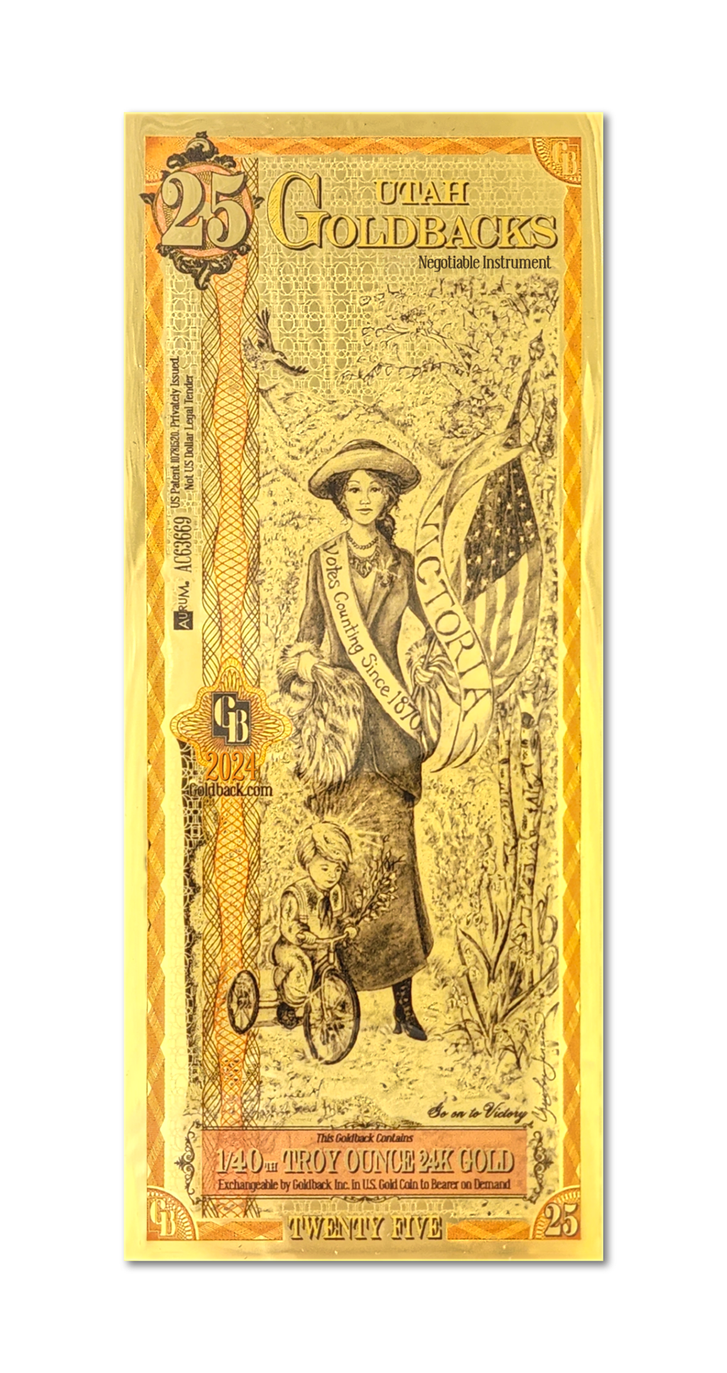 Utah 25 Goldback (Classic Artwork) — front