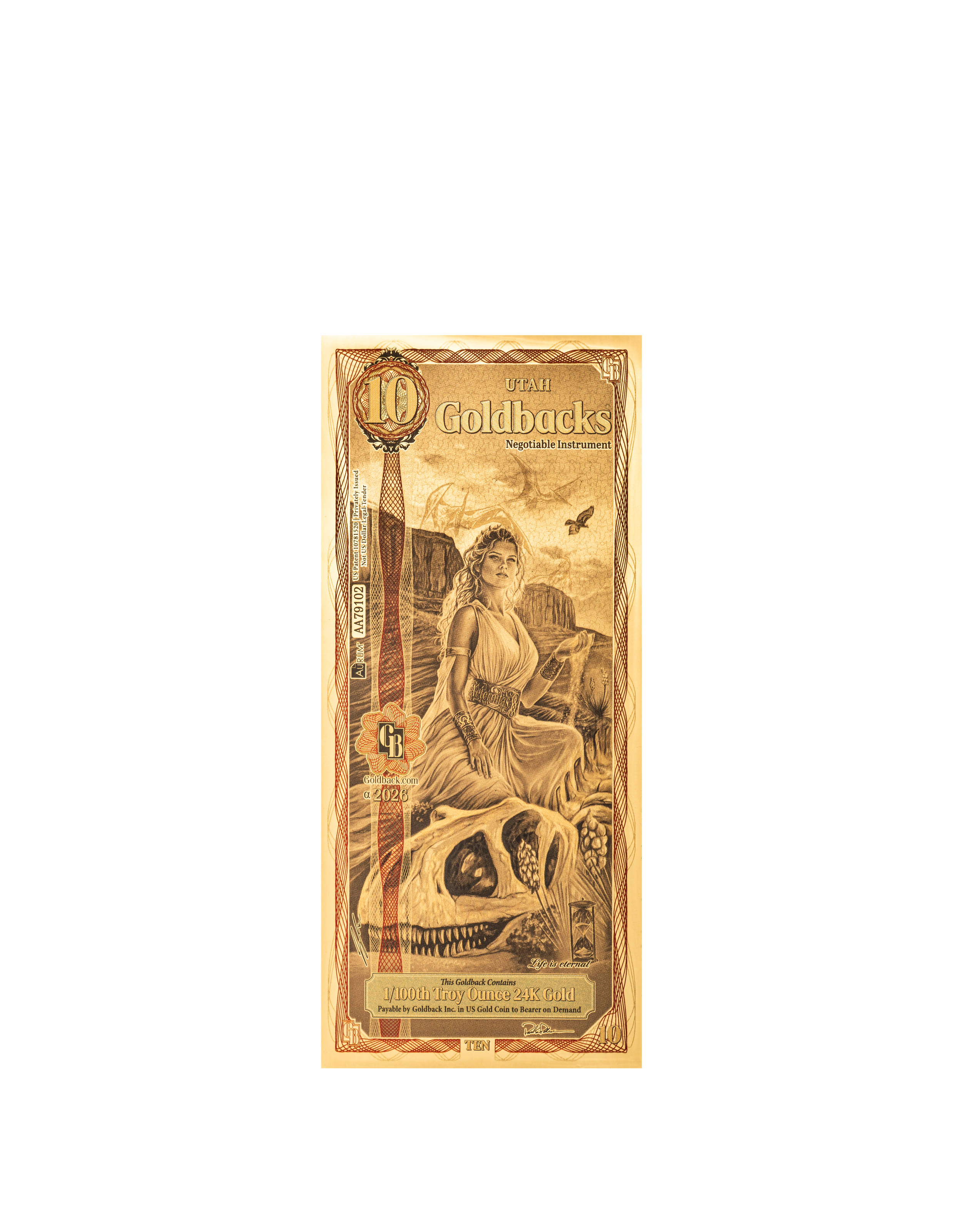 Utah 10 Goldback (Modern Artwork) — front