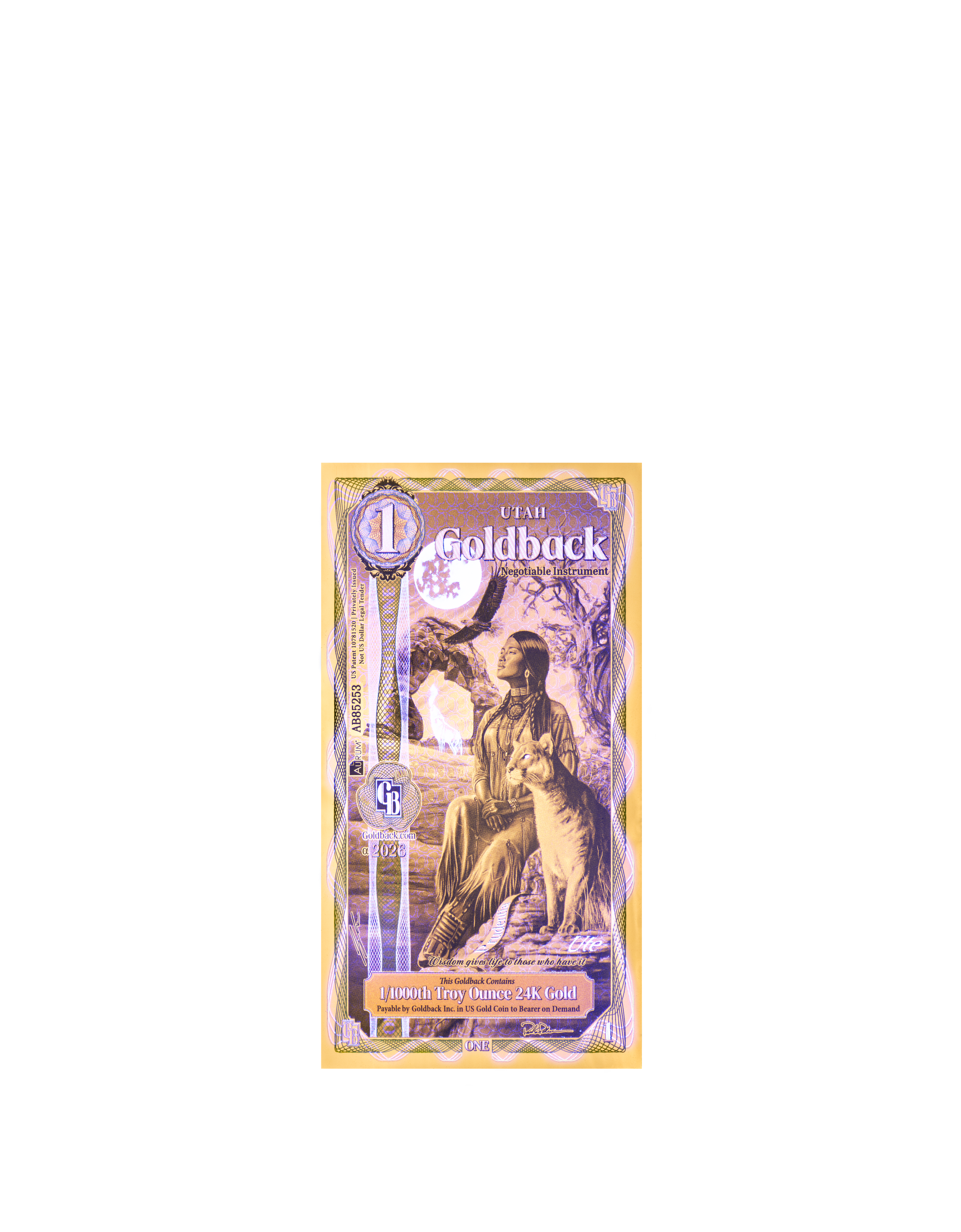 Utah 1 Goldback (Modern Artwork) — uv