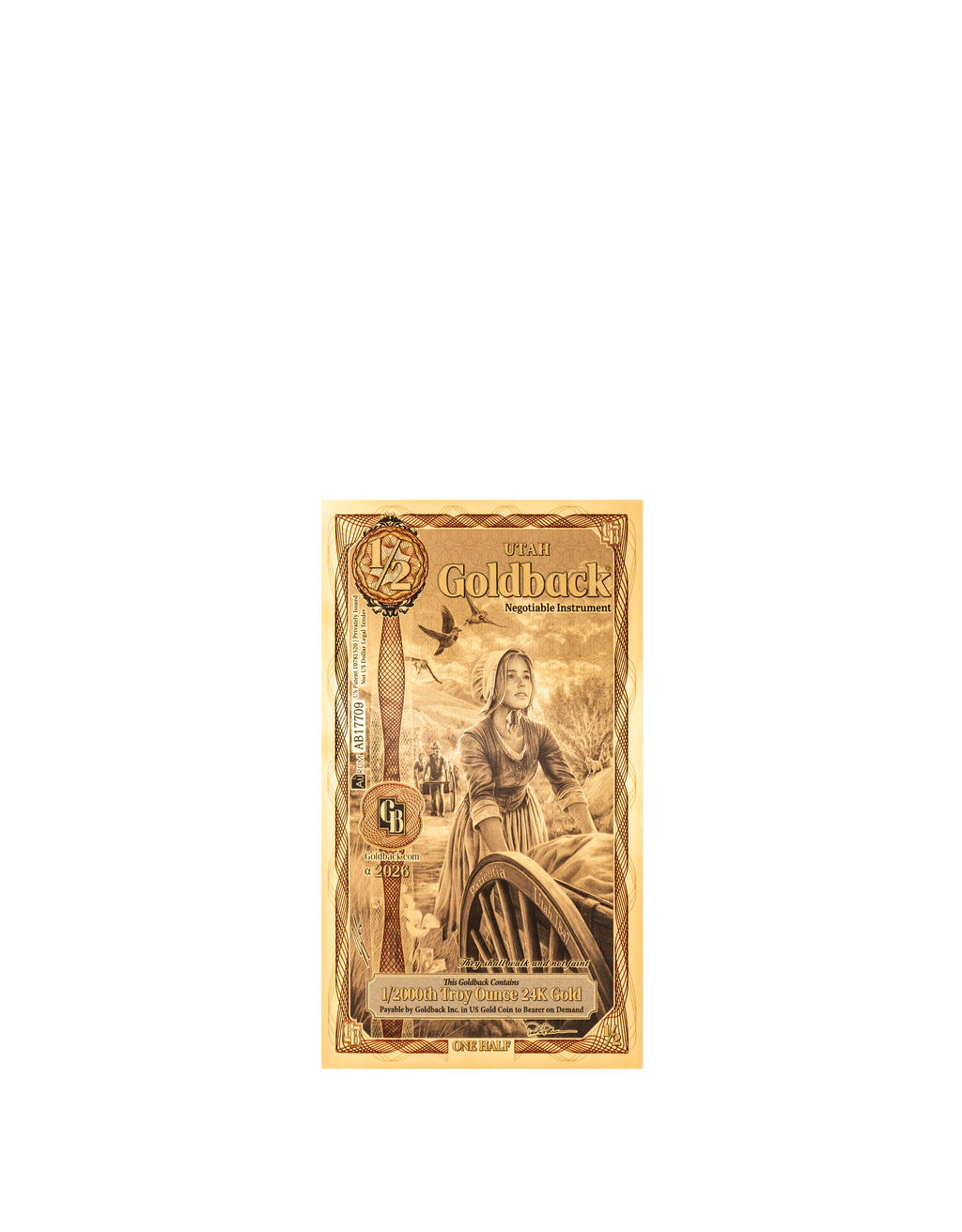 Utah 1/2 Goldback (Modern Artwork) — front