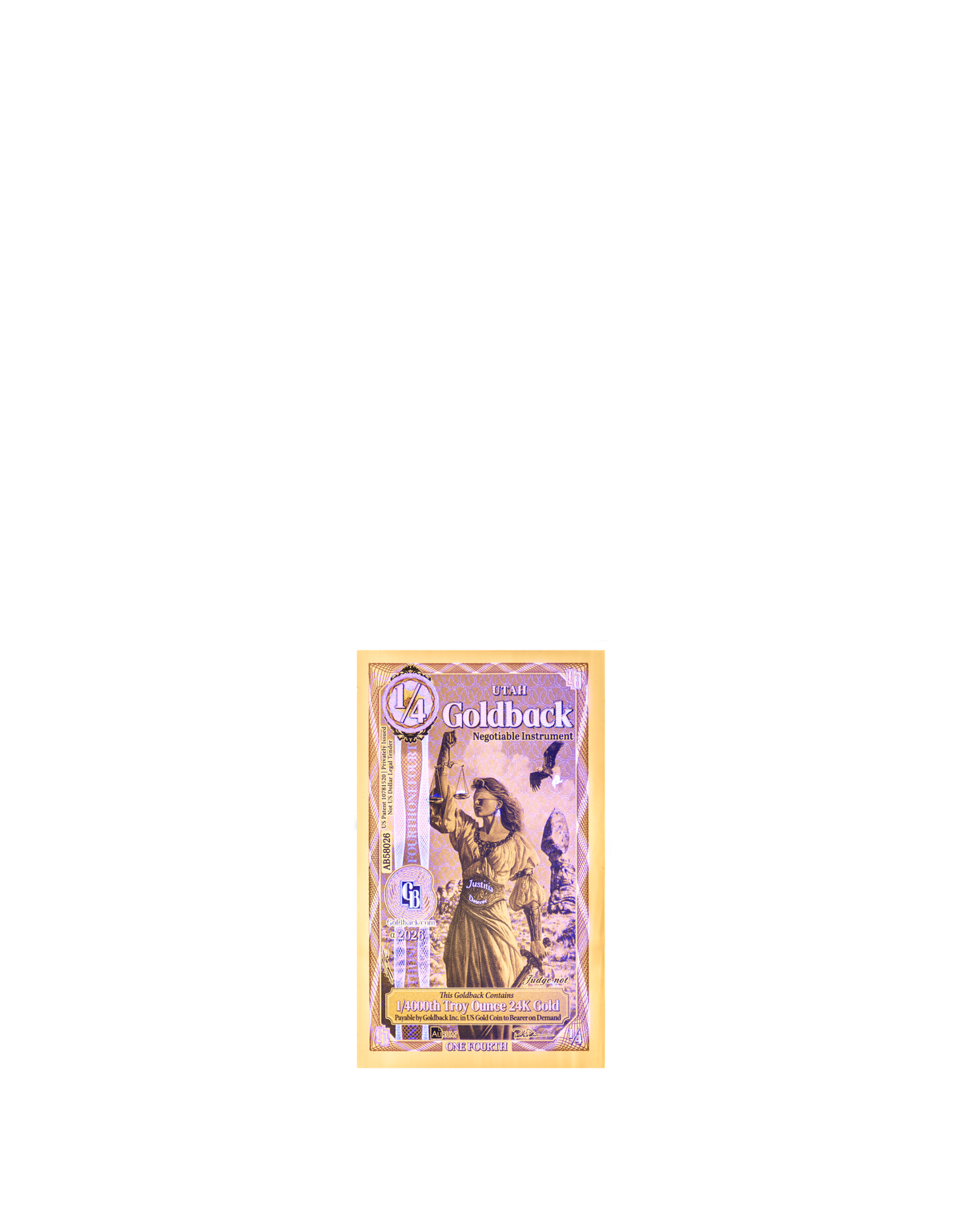 Utah 1/4 Goldback (Modern Artwork) — uv