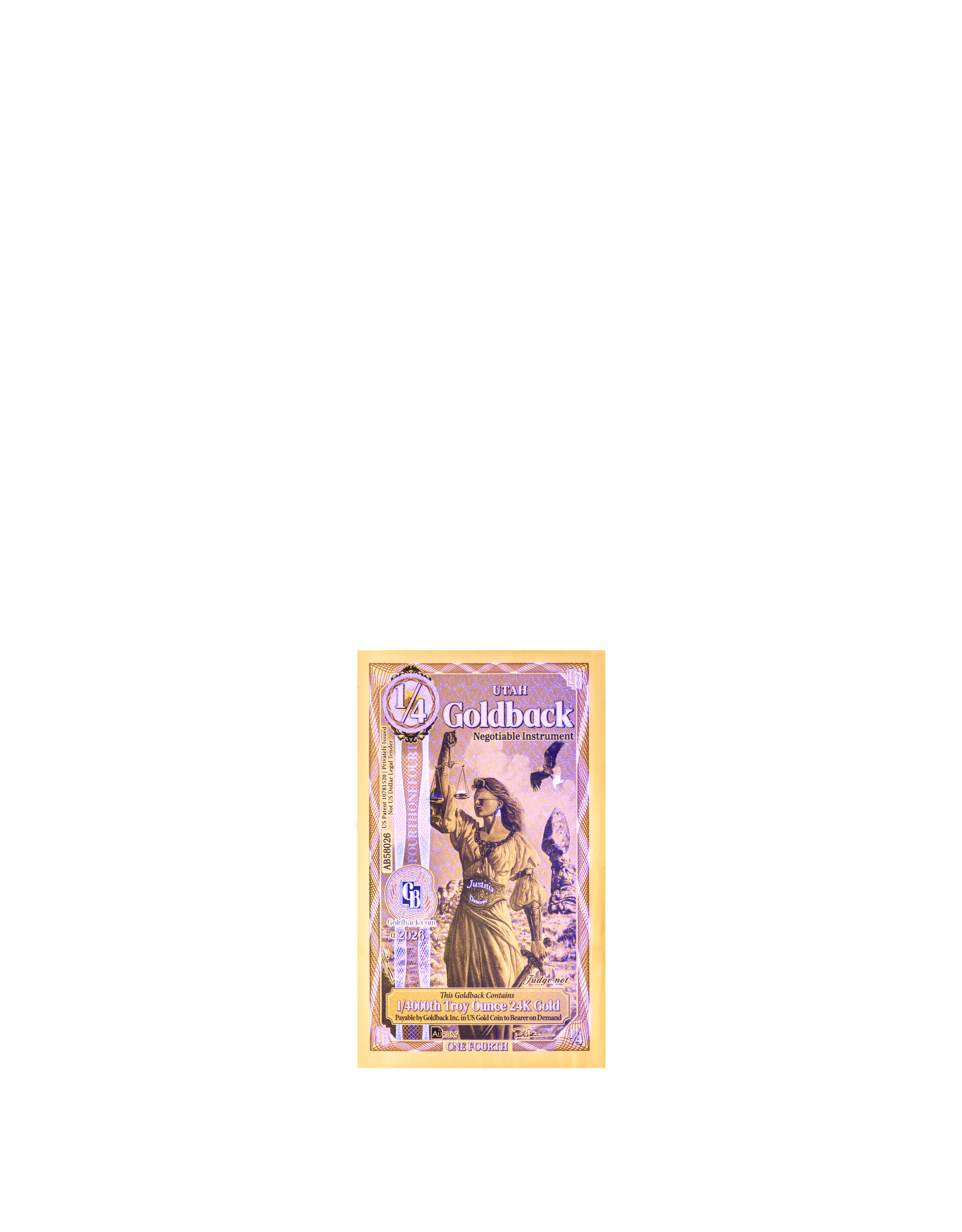 Utah 1/4 Goldback (Modern Artwork) — uv