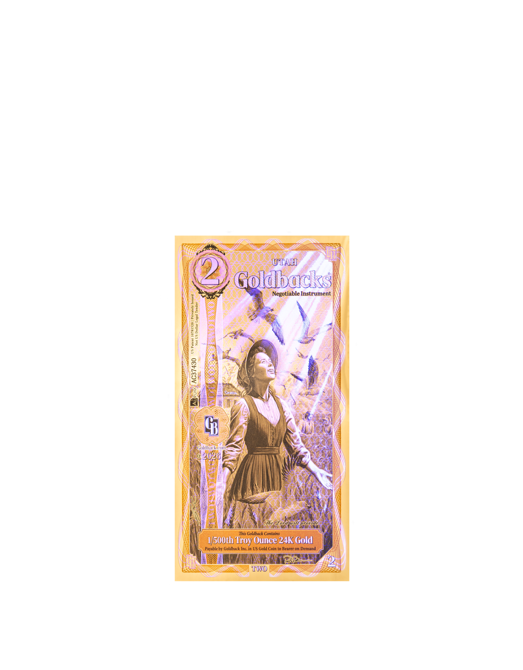 Utah 2 Goldback (Modern Artwork) — uv
