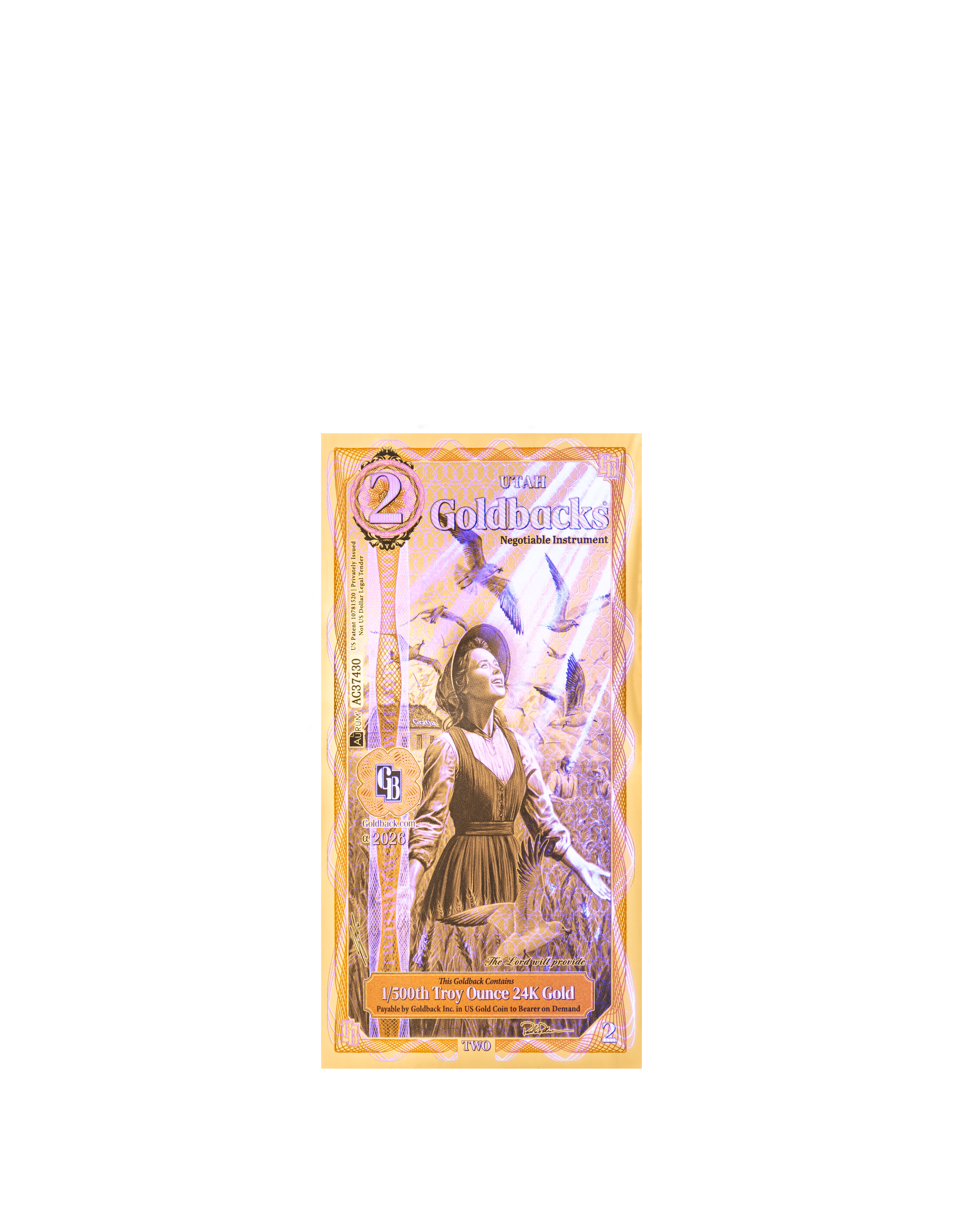 Utah 2 Goldback (Modern Artwork) — uv