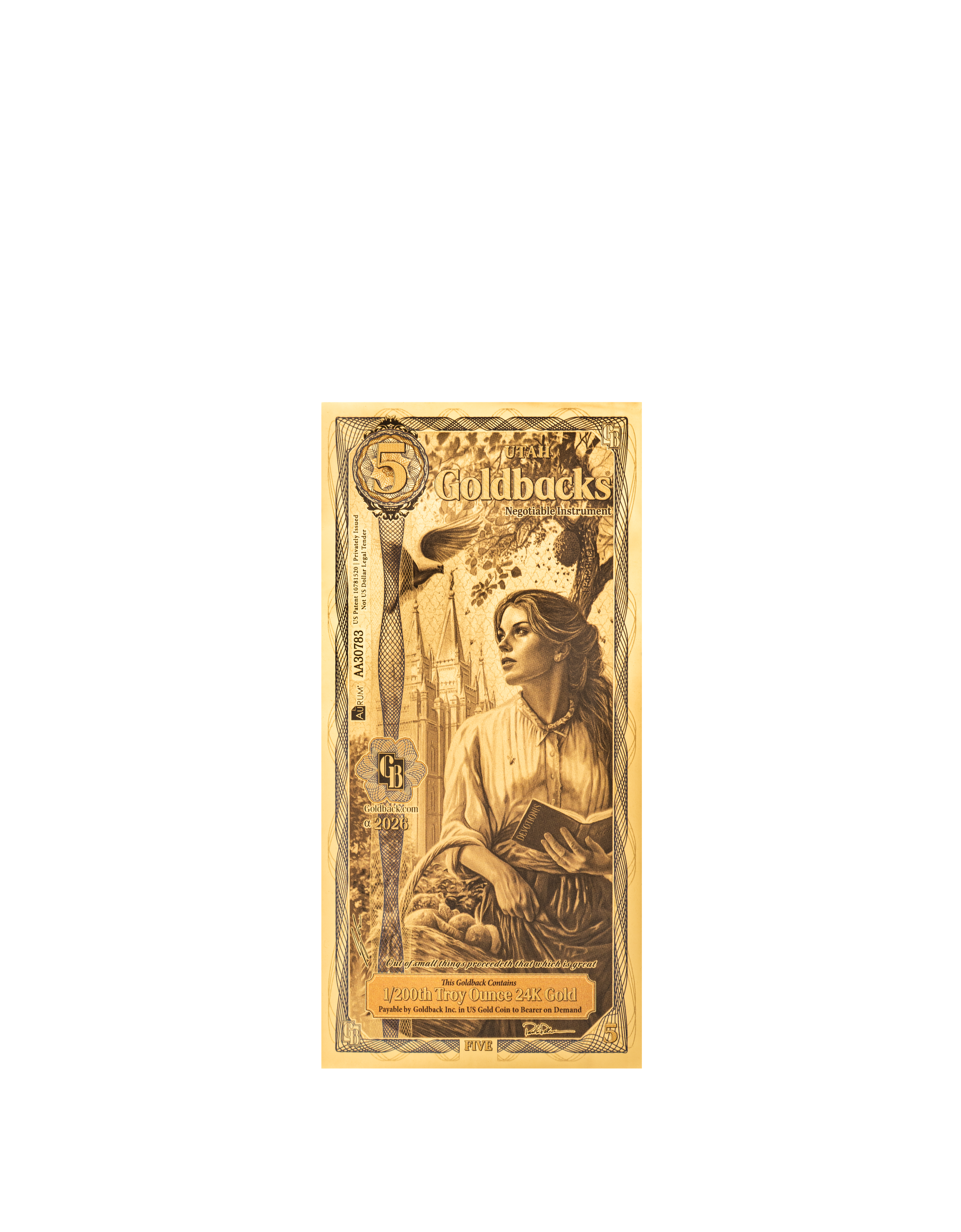 Utah 5 Goldback (Modern Artwork) — front