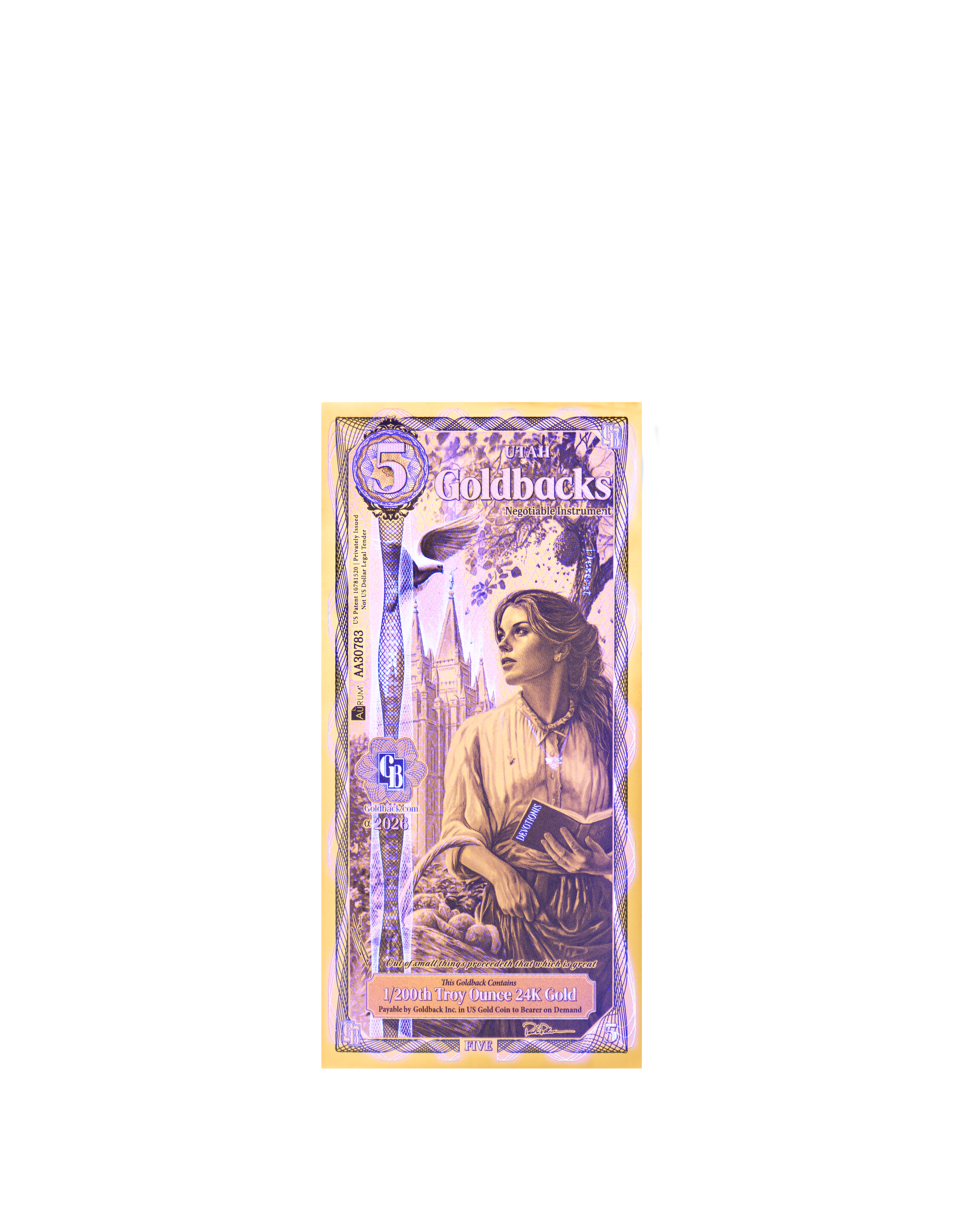 Utah 5 Goldback (Modern Artwork) — uv