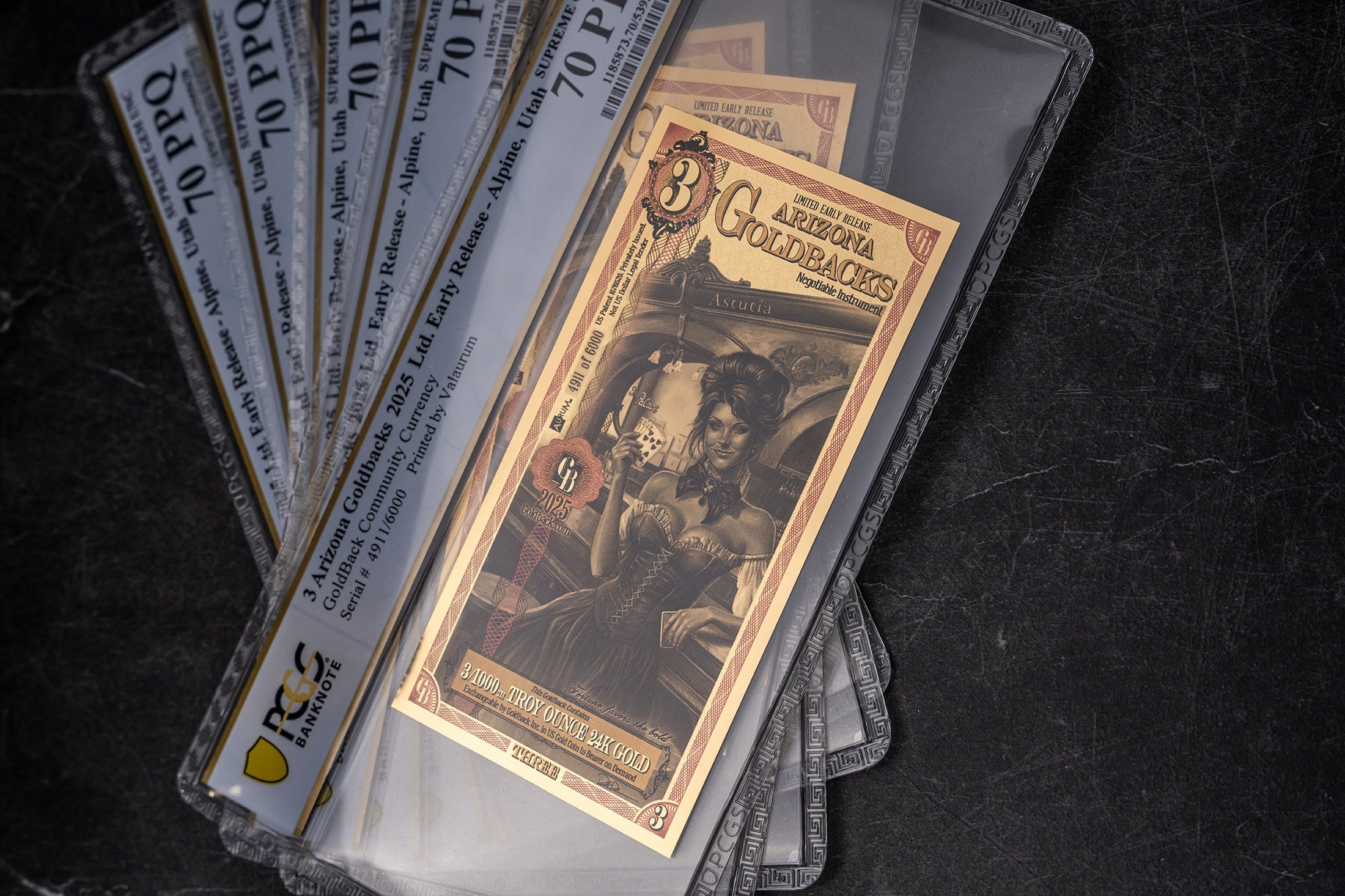 Arizona 3 Goldback LER graded studio