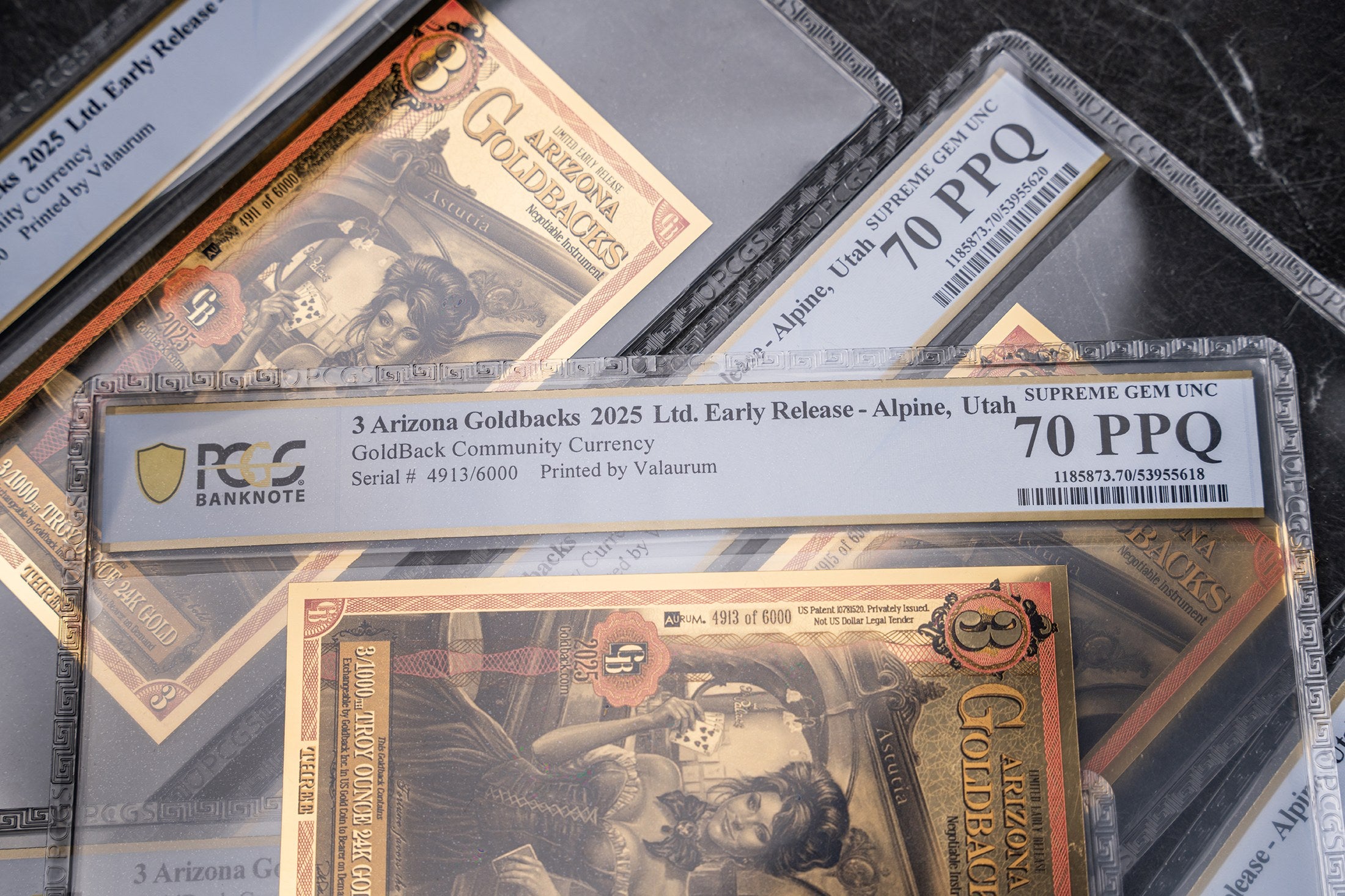 Arizona 3 Goldback LER graded studio