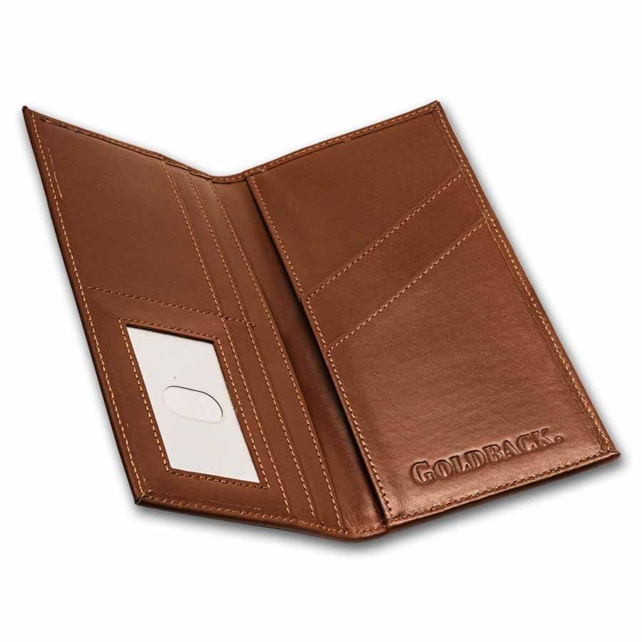 Goldback Leather Wallet — Brown with Custom Goldback Gurus Logo Engraving