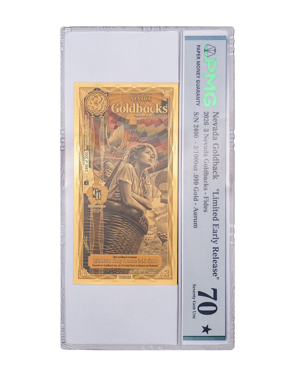 Limited Early Release Nevada 3 Goldback, front